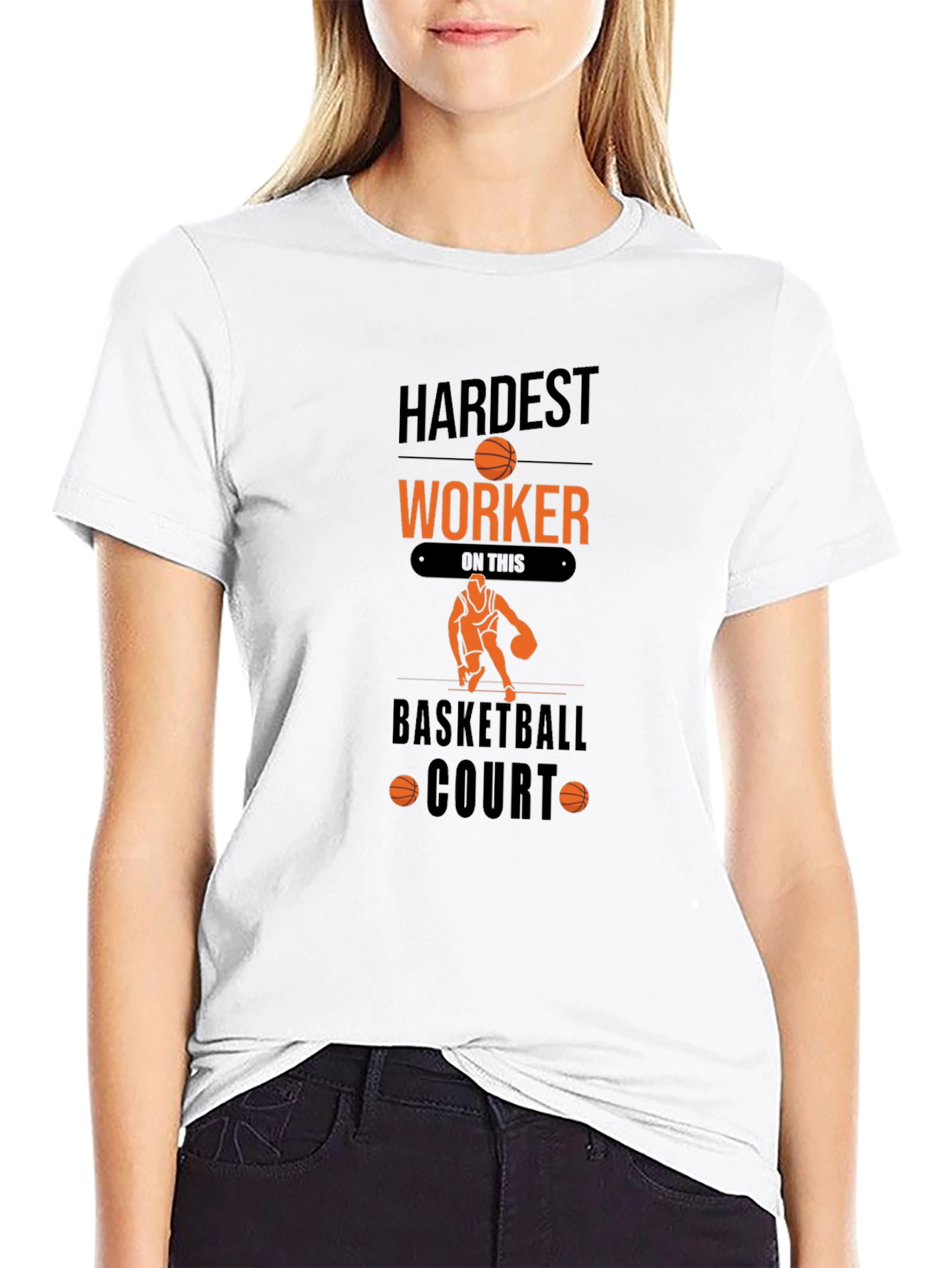 Hardest Worker Basketball Court Graphic T-Shirt