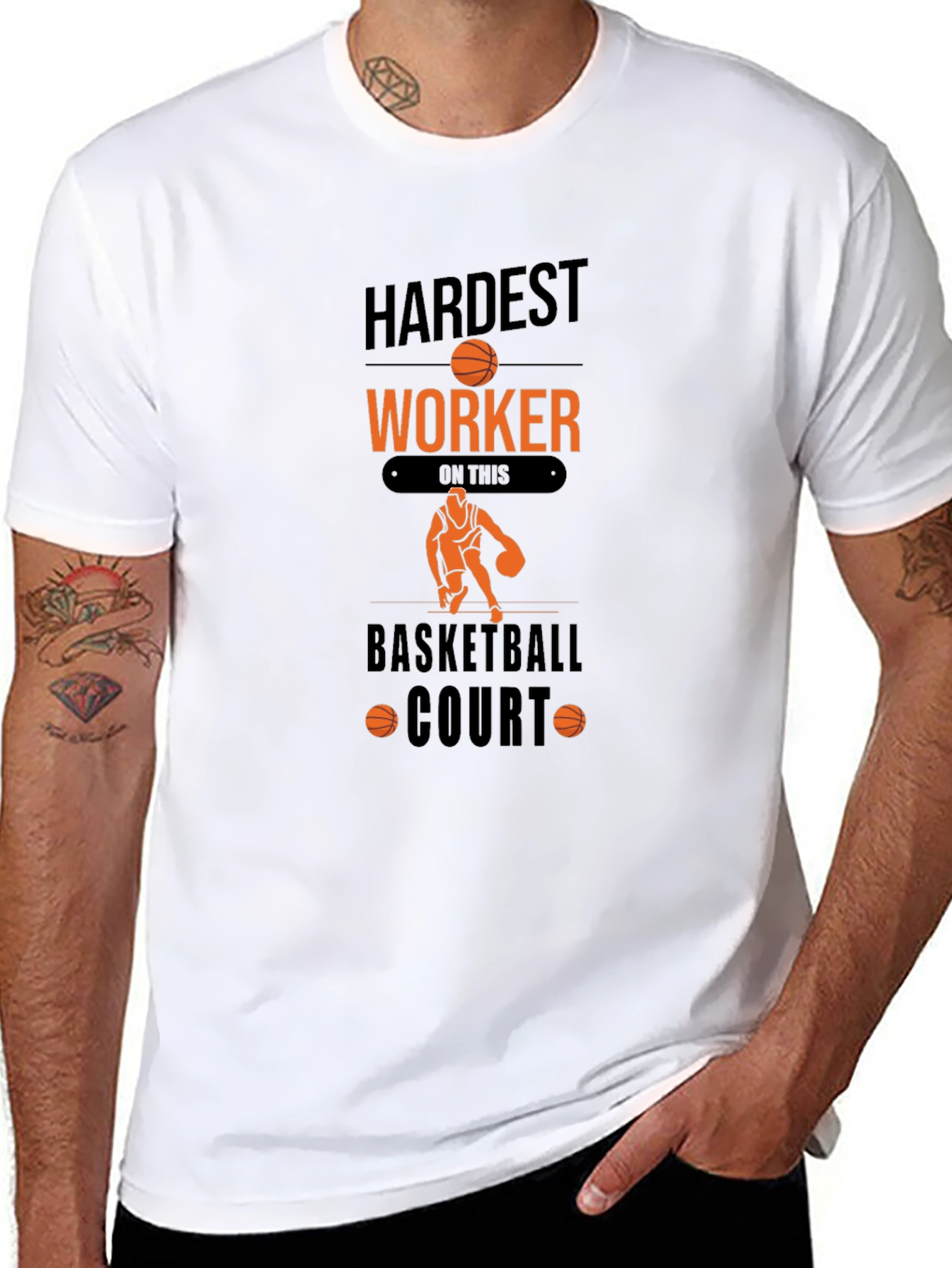 Hardest Worker Basketball Court Graphic T-Shirt