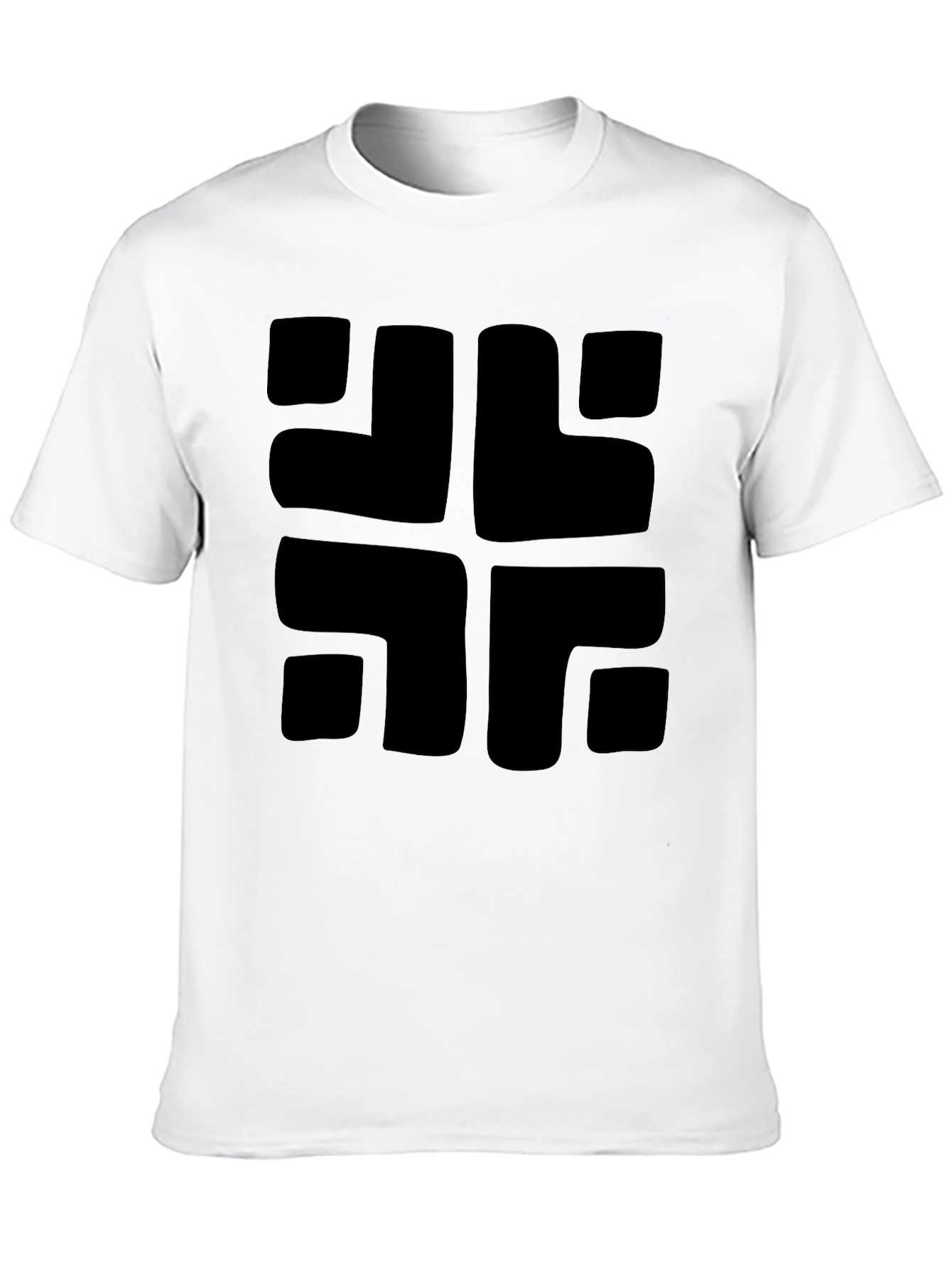 Modern Geometric Black Graphic Tee - Casual Cotton Shirt