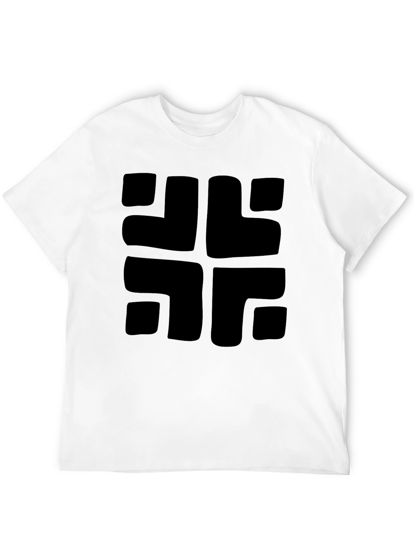 Modern Geometric Black Graphic Tee - Casual Cotton Shirt