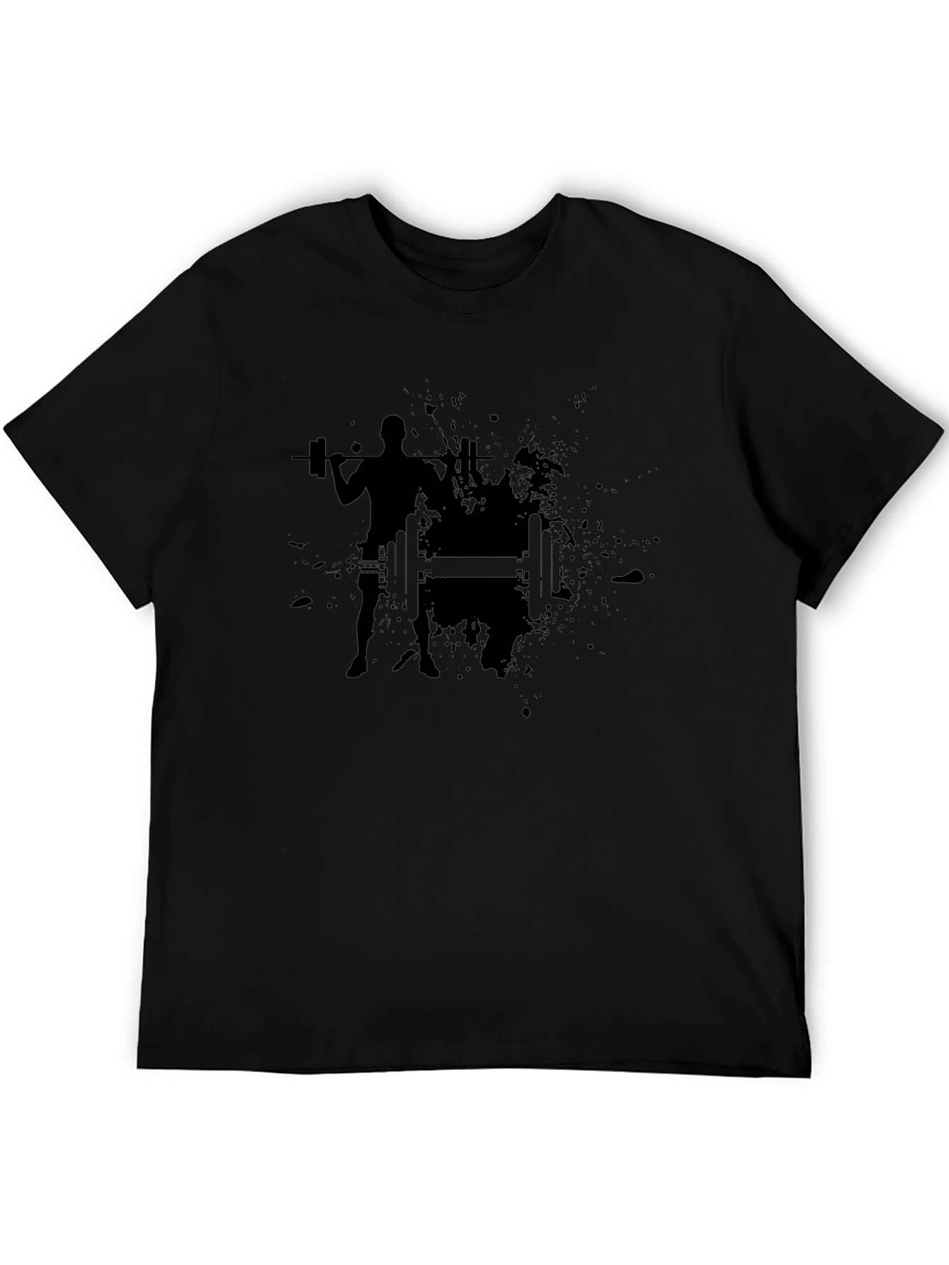 Mens Black Graphic Tee - Weightlifting Design