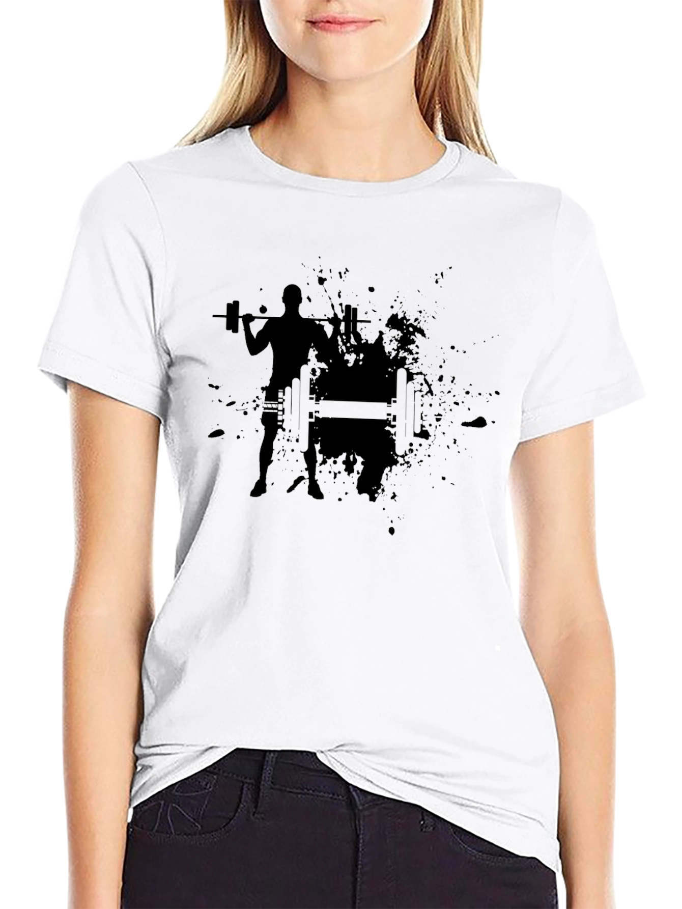 Mens Black Graphic Tee - Weightlifting Design