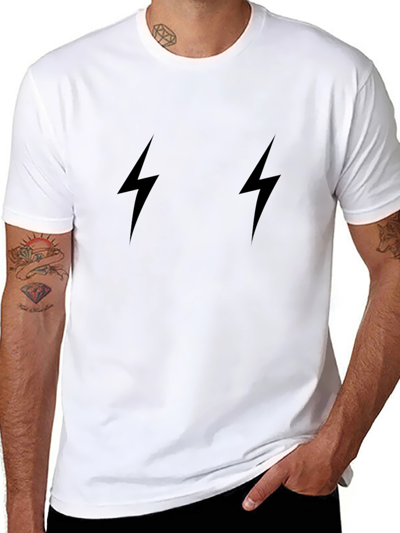 Black T-Shirt with Lightning Bolt Design