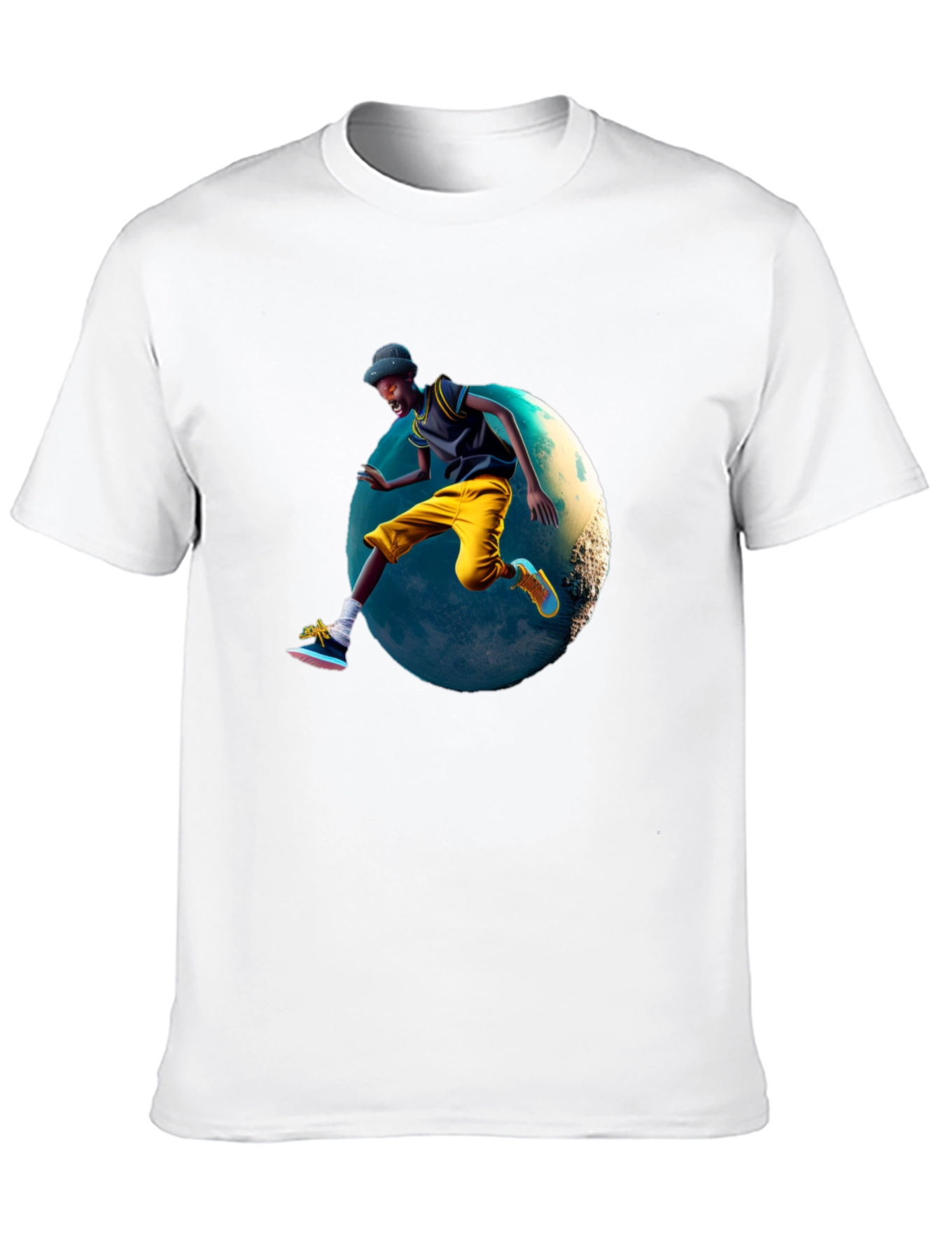 Cool Black T-Shirt with Jumping Figure Design