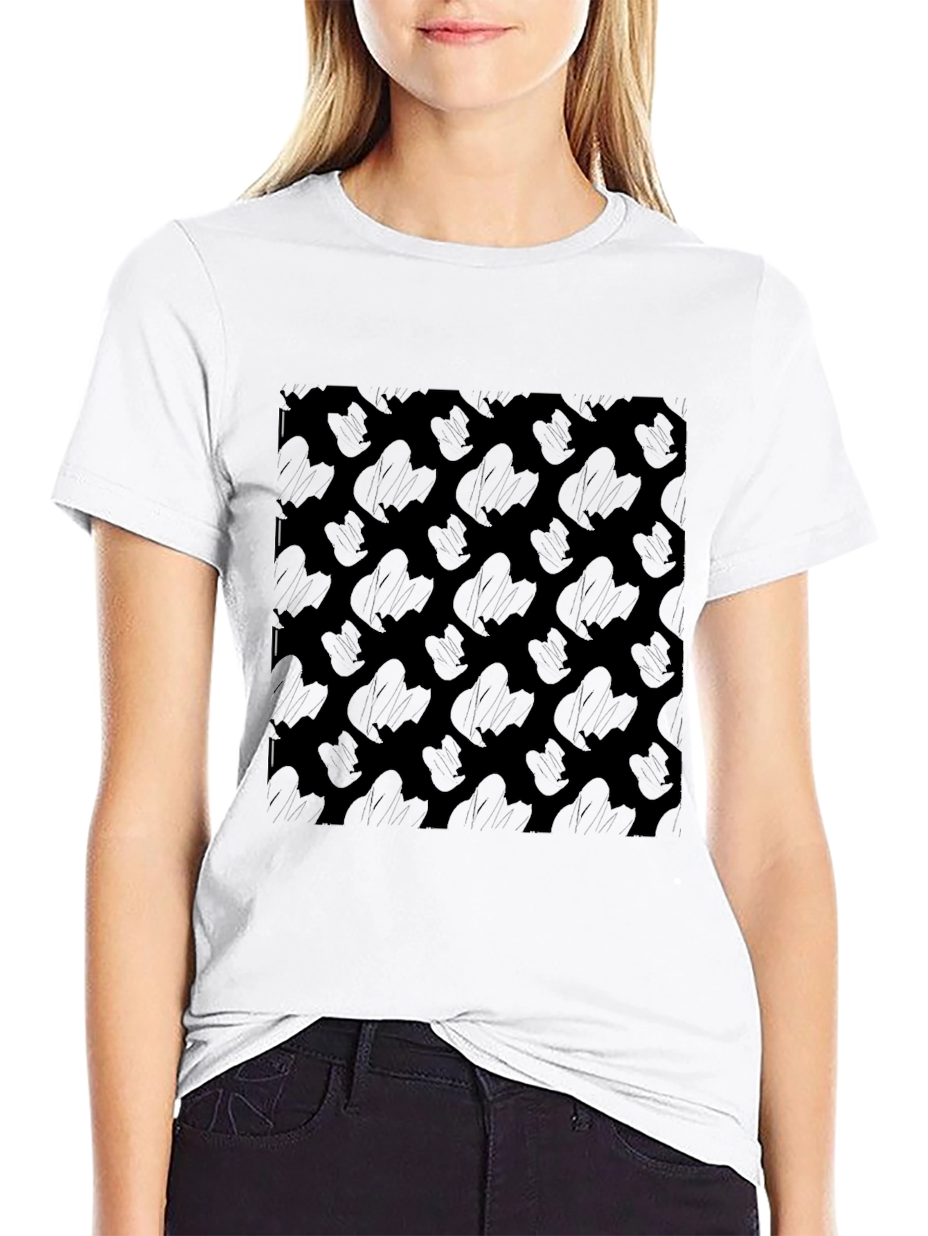 Stylish Black Cactus Pattern Tee - Modern Print