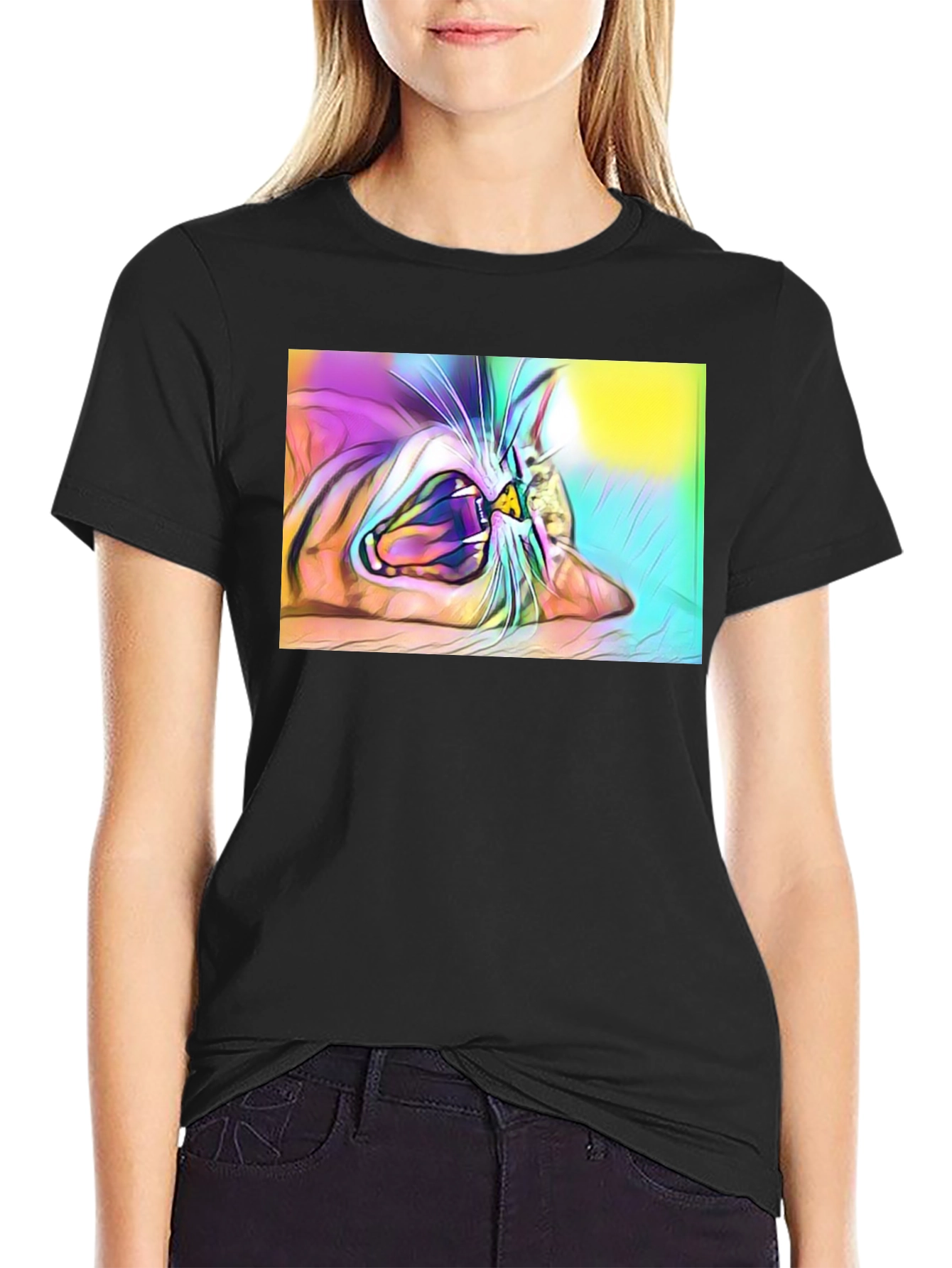 Cat Yawning T-Shirt - Unique Graphic Tee
