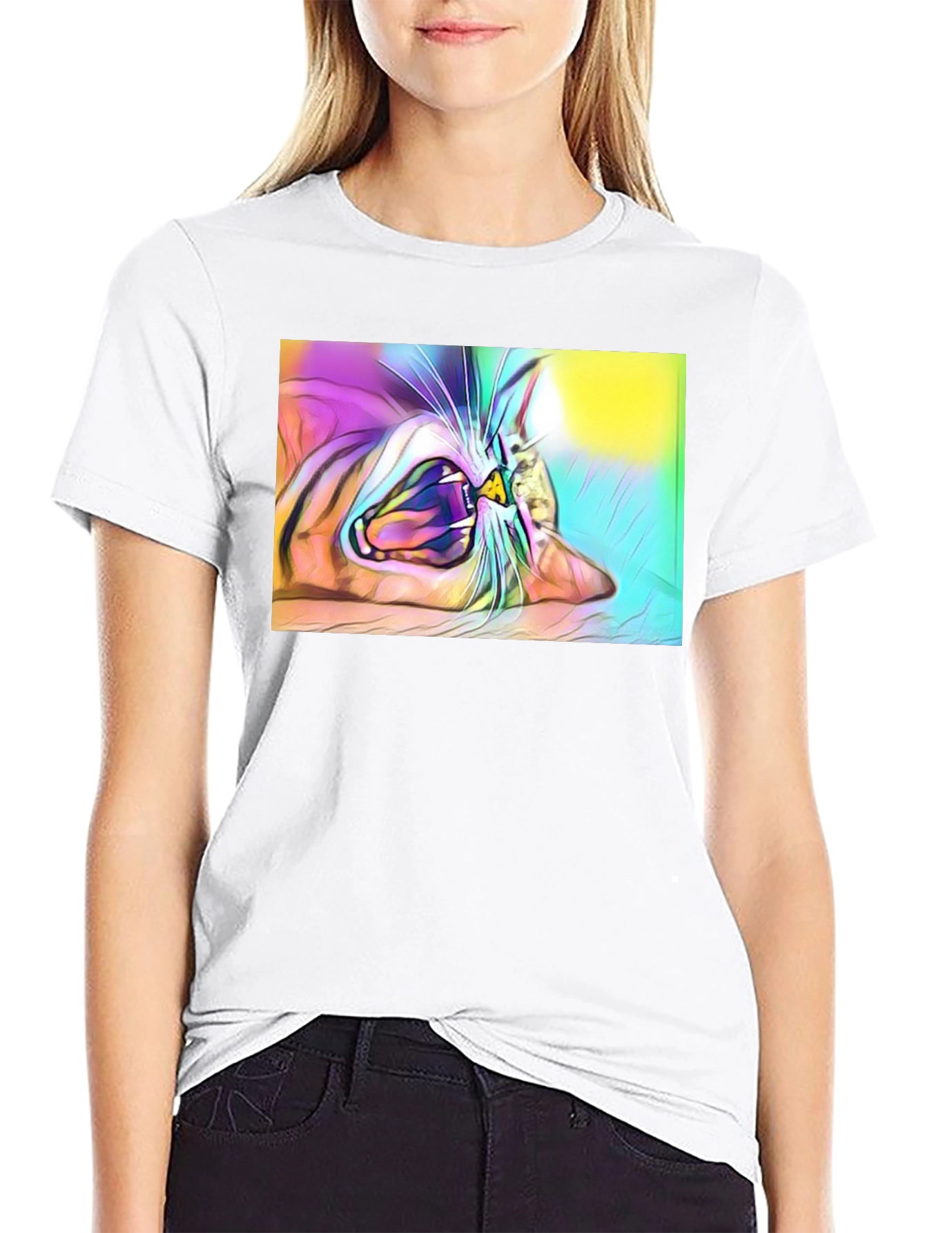 Cat Yawning T-Shirt - Unique Graphic Tee