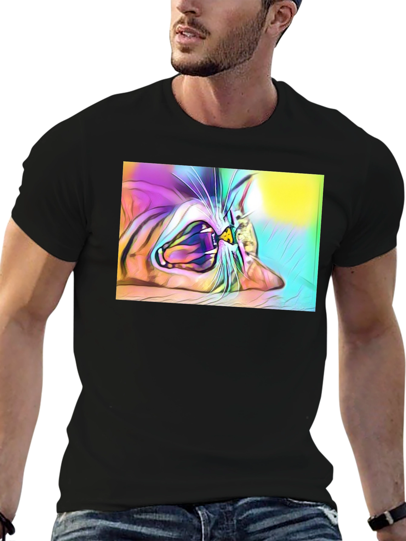 Cat Yawning T-Shirt - Unique Graphic Tee