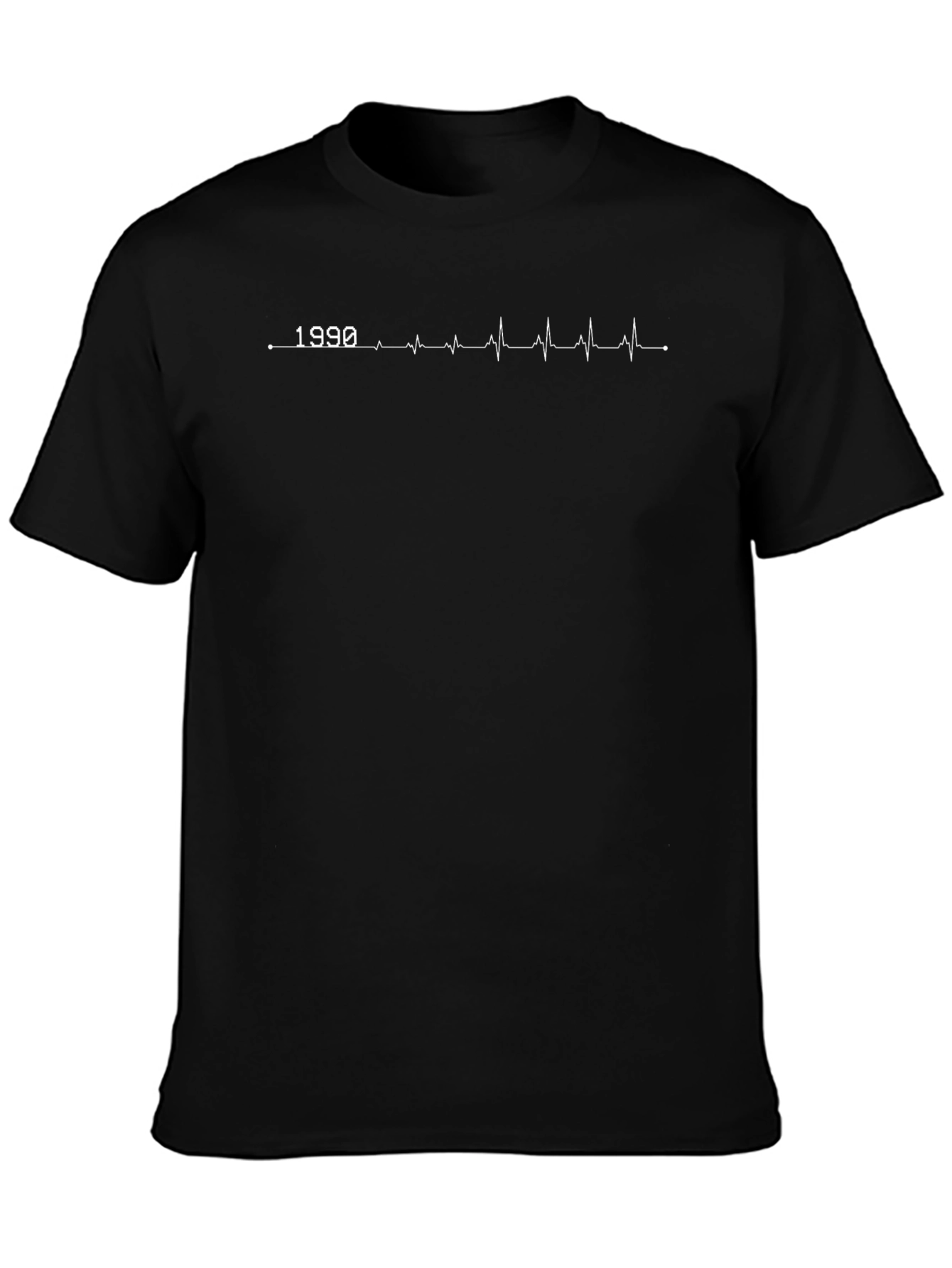 1990 Heartbeat Graphic T-Shirt - Black Cotton Tee