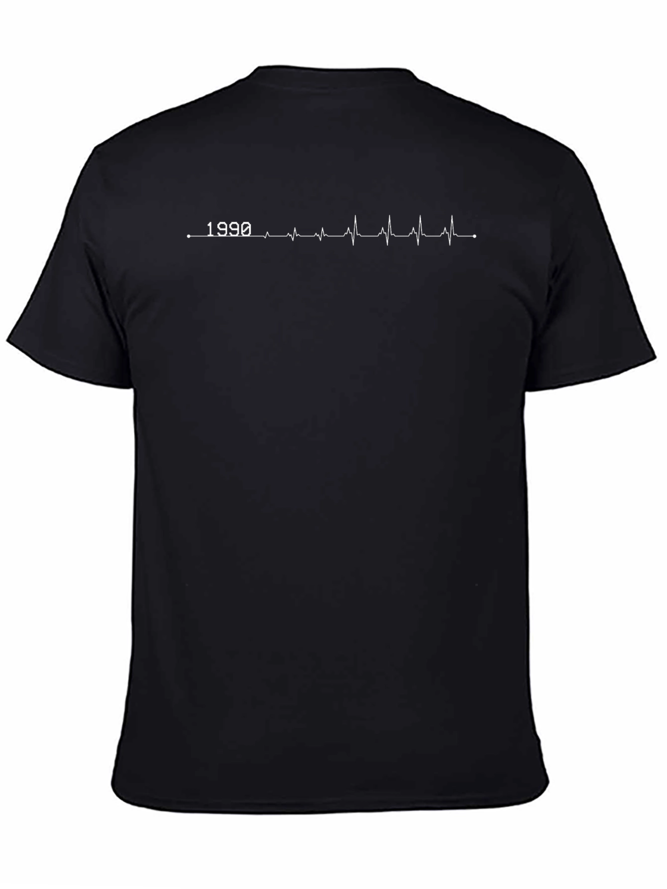 1990 Heartbeat Graphic T-Shirt - Black Cotton Tee