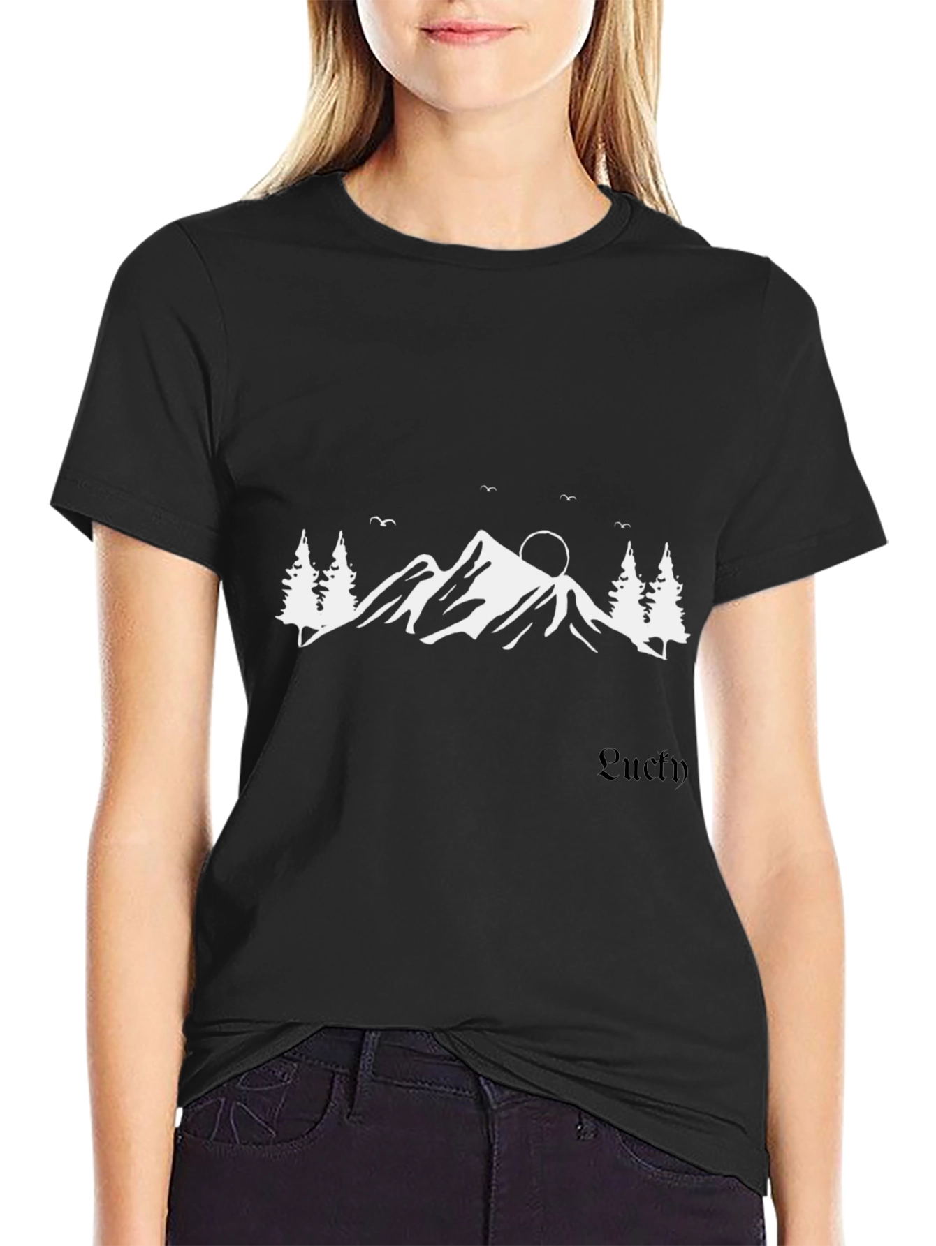 Mountain Silhouette Graphic Tee - Black
