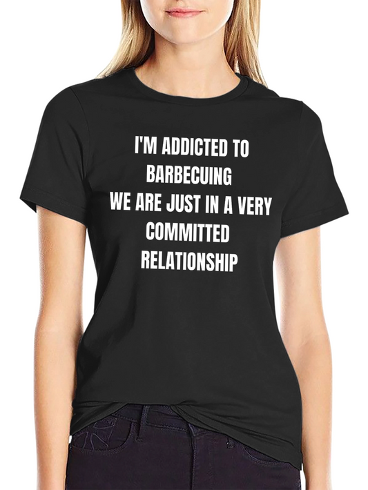 Addicted To Barbecuing Funny Black T-Shirt