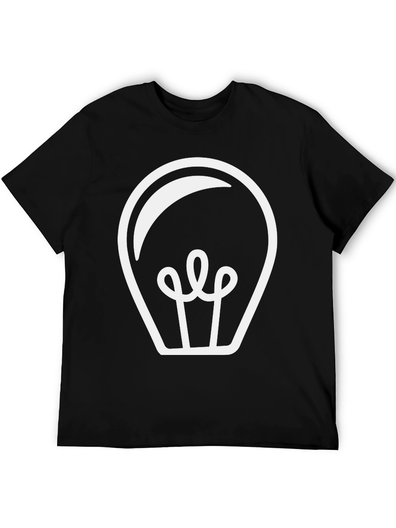 Mens Black T-Shirt with Light Bulb Design