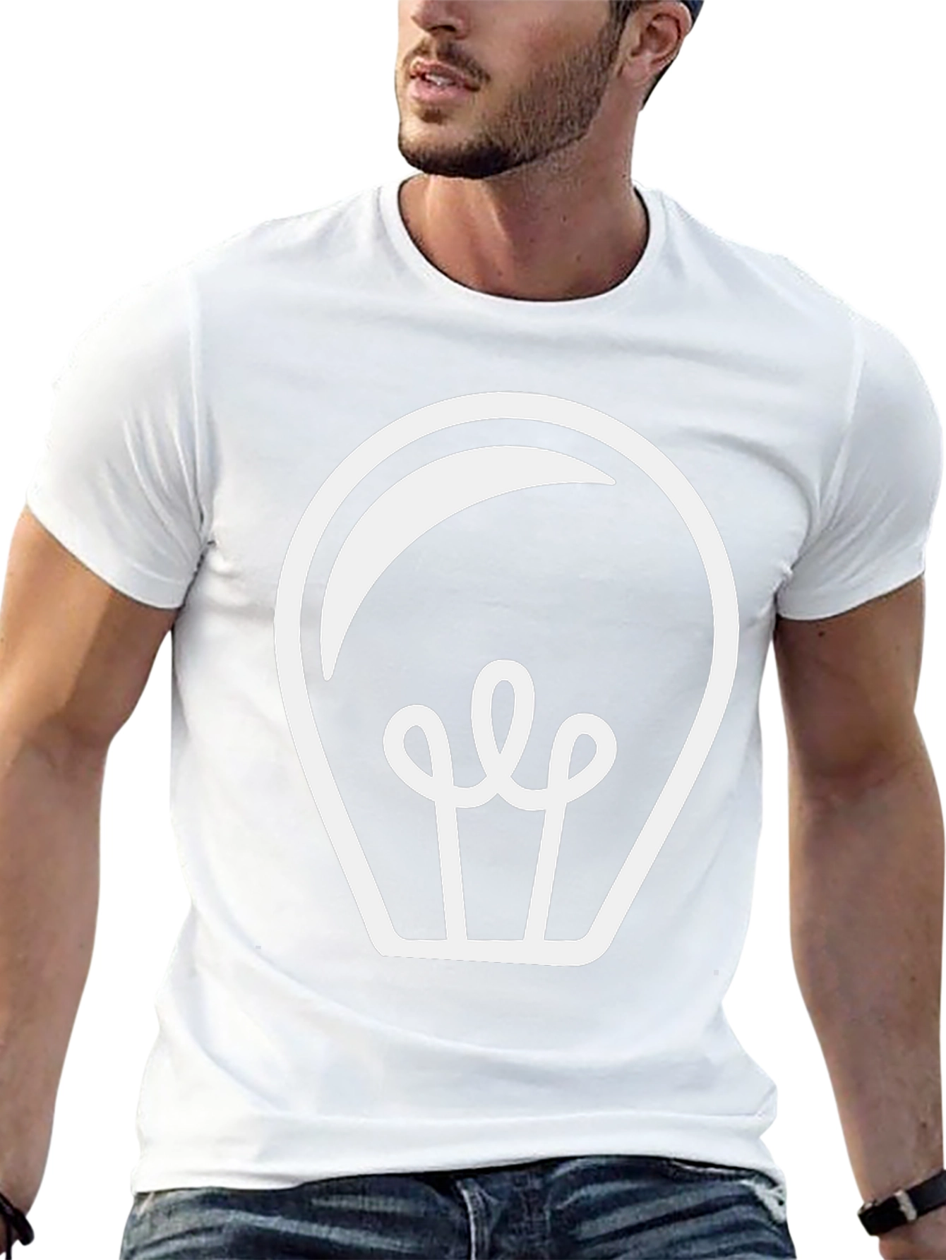 Mens Black T-Shirt with Light Bulb Design
