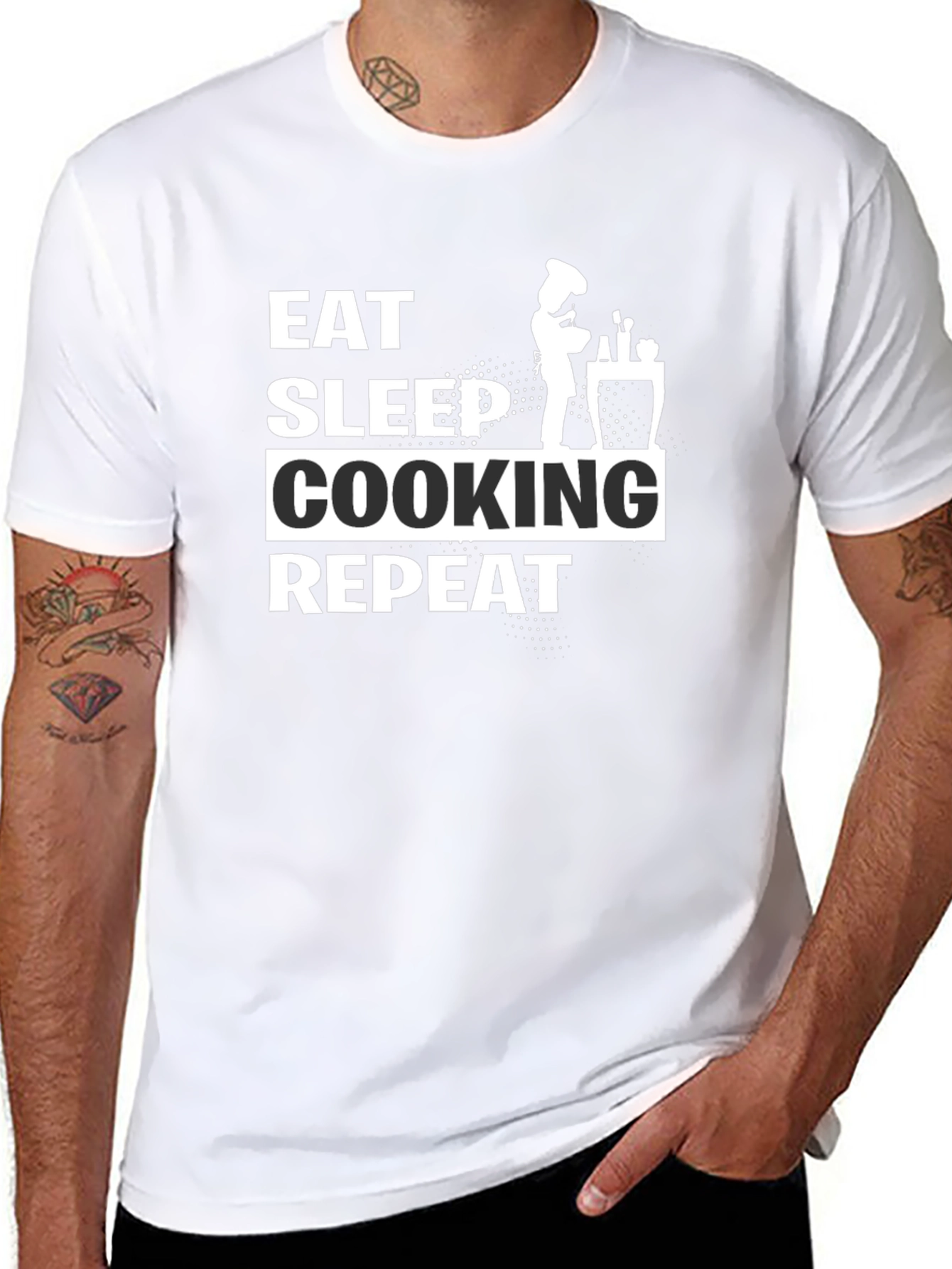 Eat Sleep Cooking Repeat Black T-Shirt