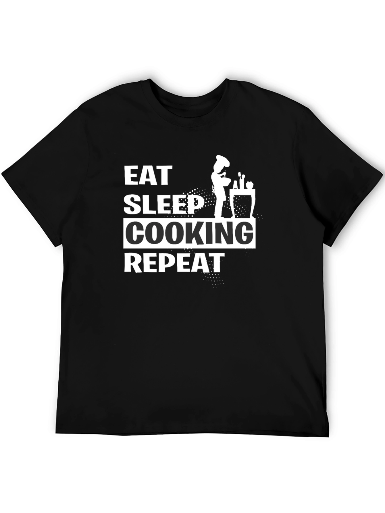 Eat Sleep Cooking Repeat Black T-Shirt
