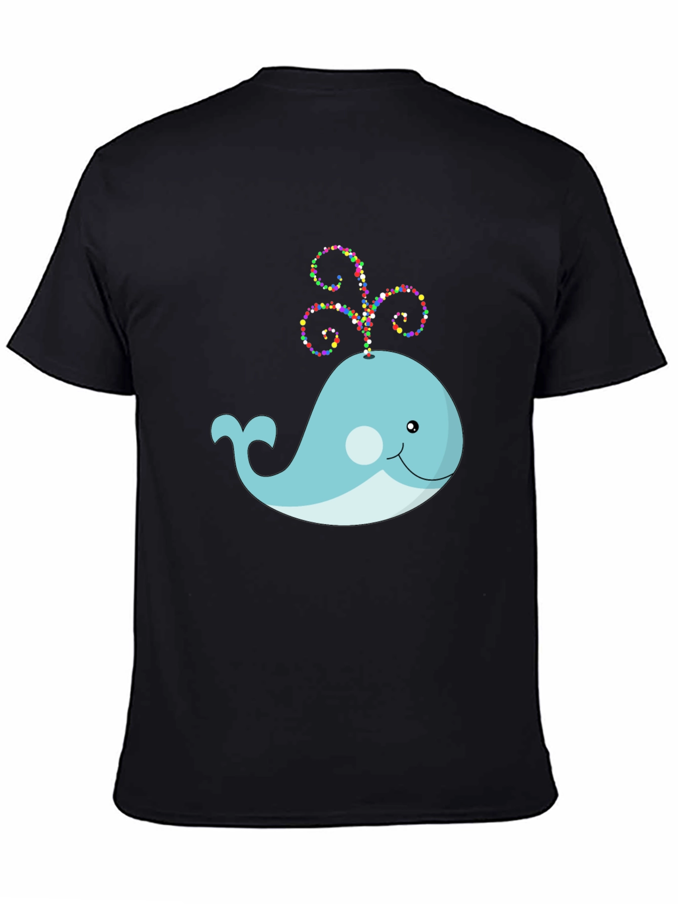Cute Whale Graphic Tee - Black Cotton T-Shirt