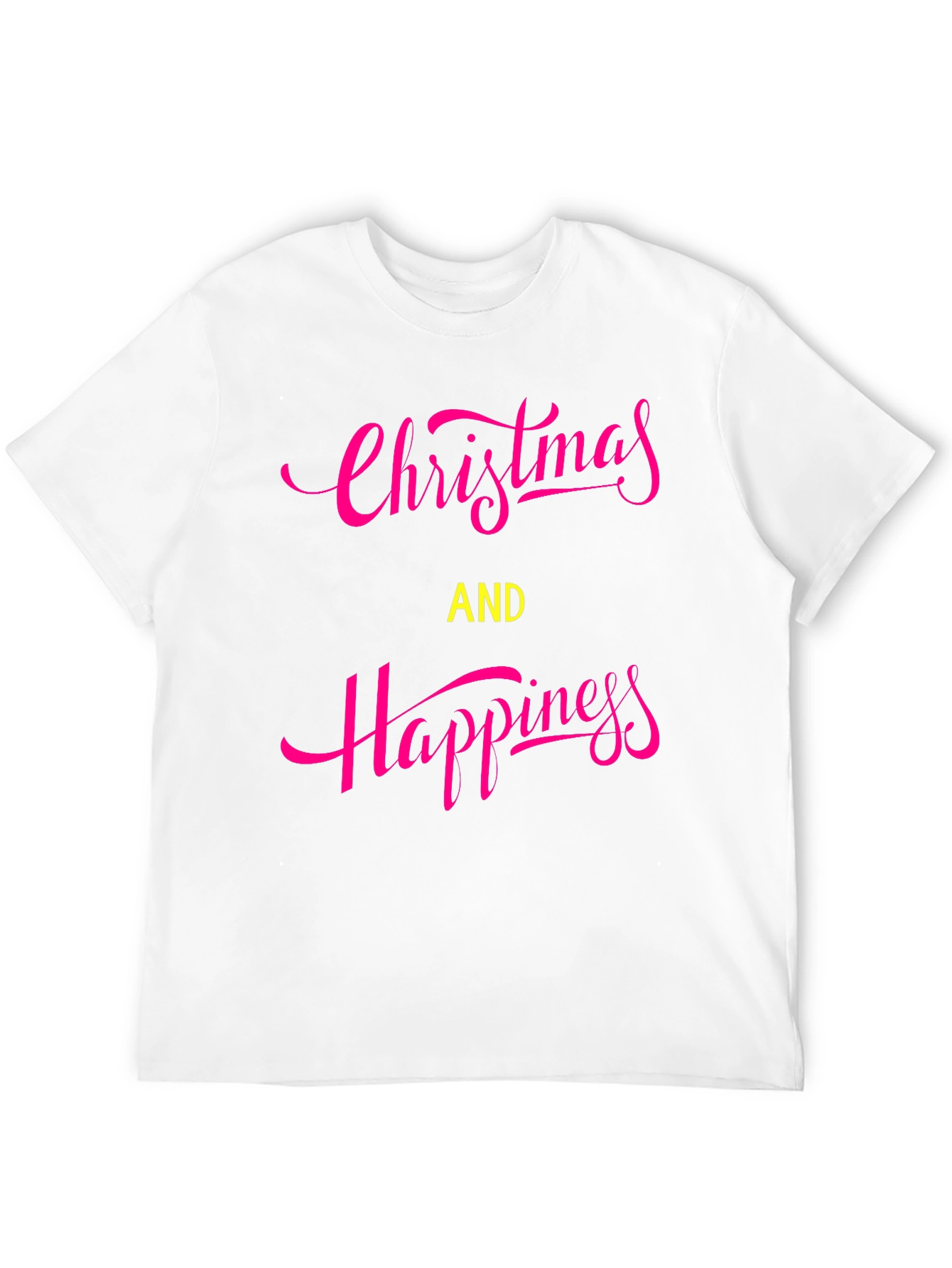 Christmas & Happiness Graphic Print Black T-Shirt