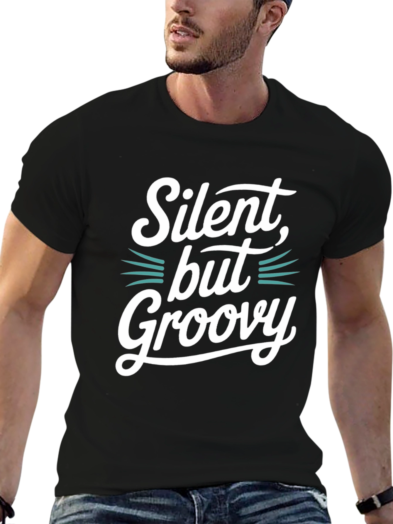 Silent But Groovy Black Graphic Tee