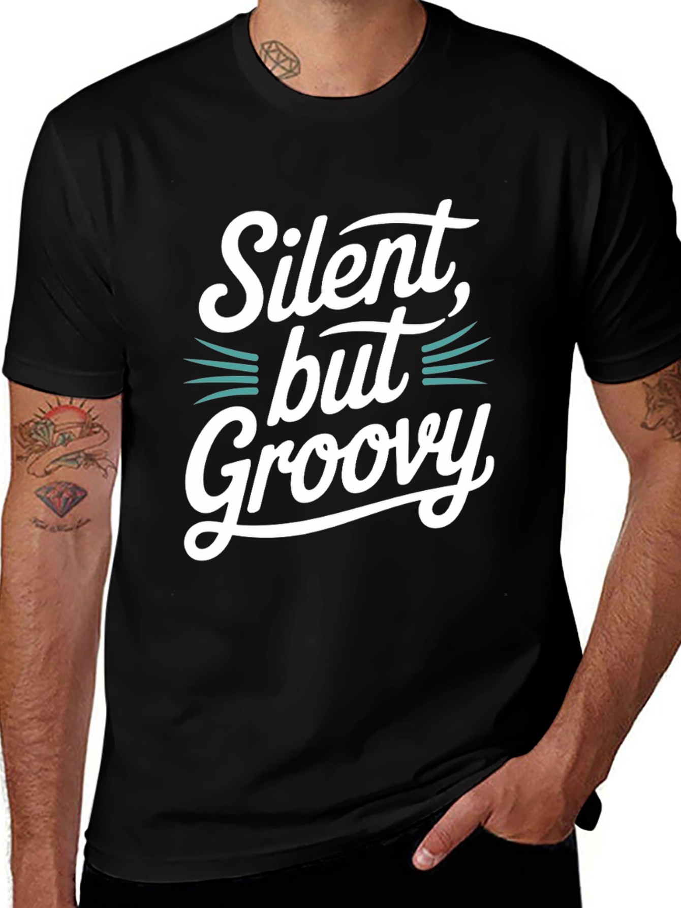 Silent But Groovy Black Graphic Tee