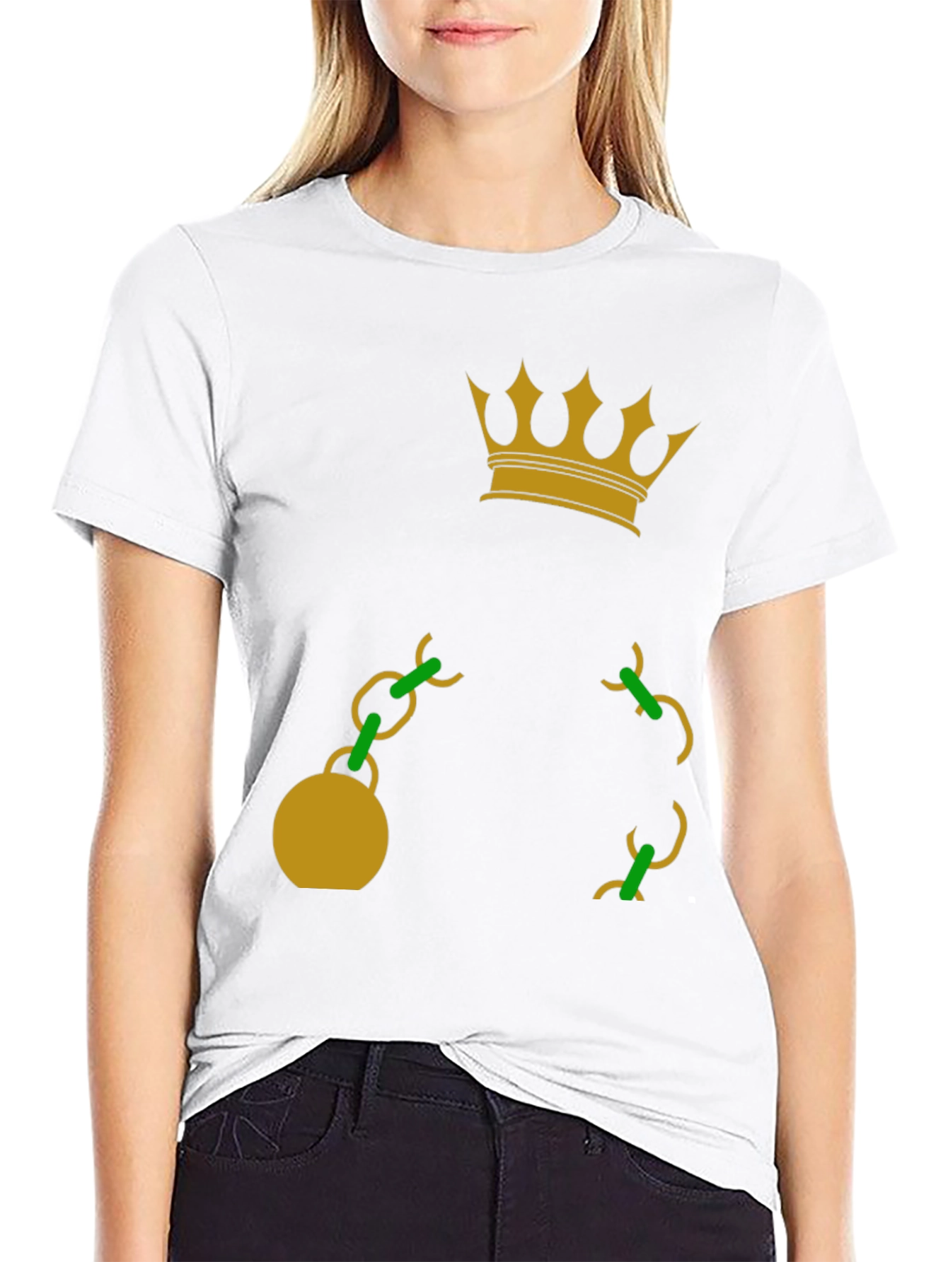 Crown & Chain Graphic T-Shirt - Casual Style