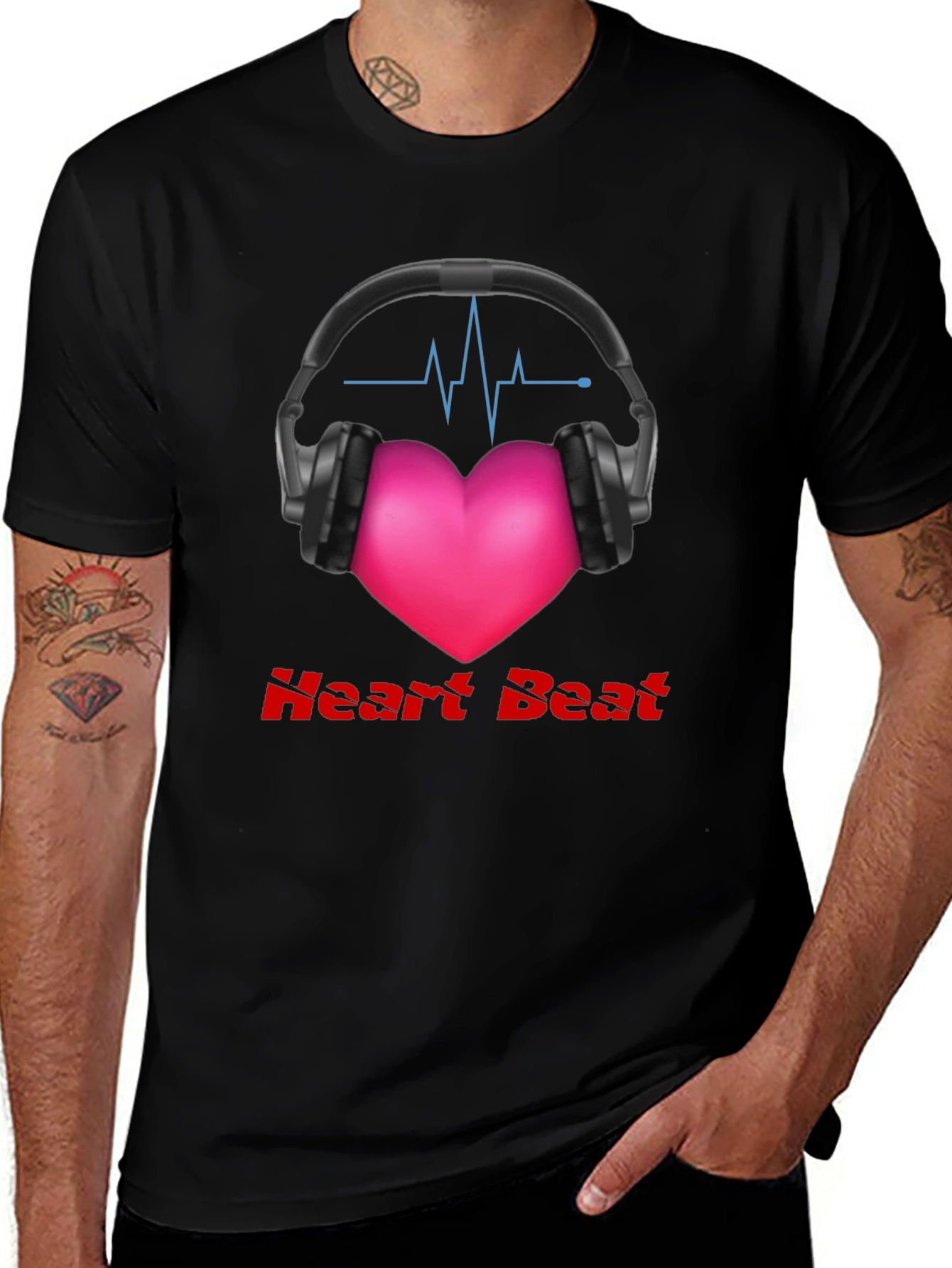 Heartbeat Headphones Graphic Tee - Music Lovers Shirt
