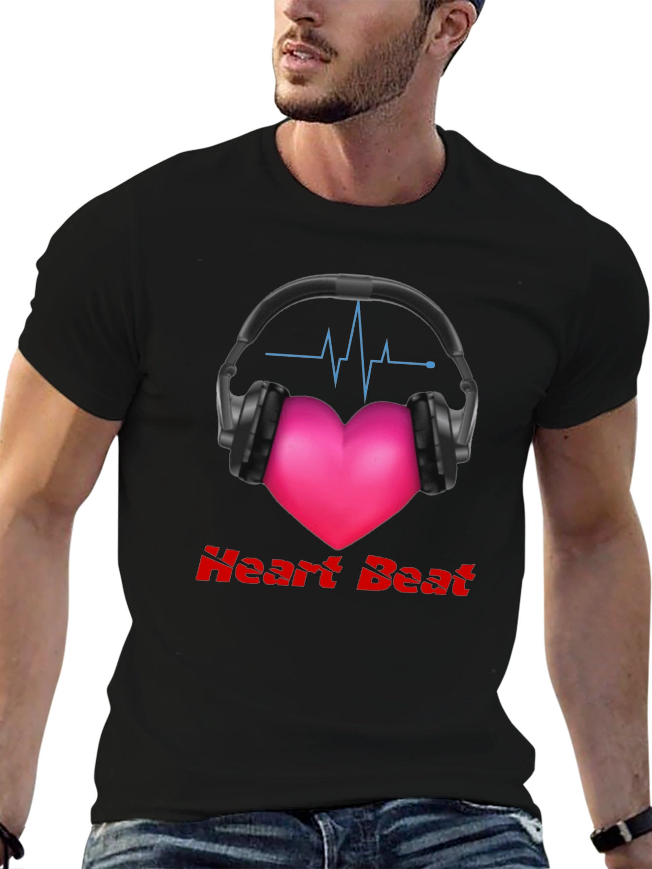 Heartbeat Headphones Graphic Tee - Music Lovers Shirt
