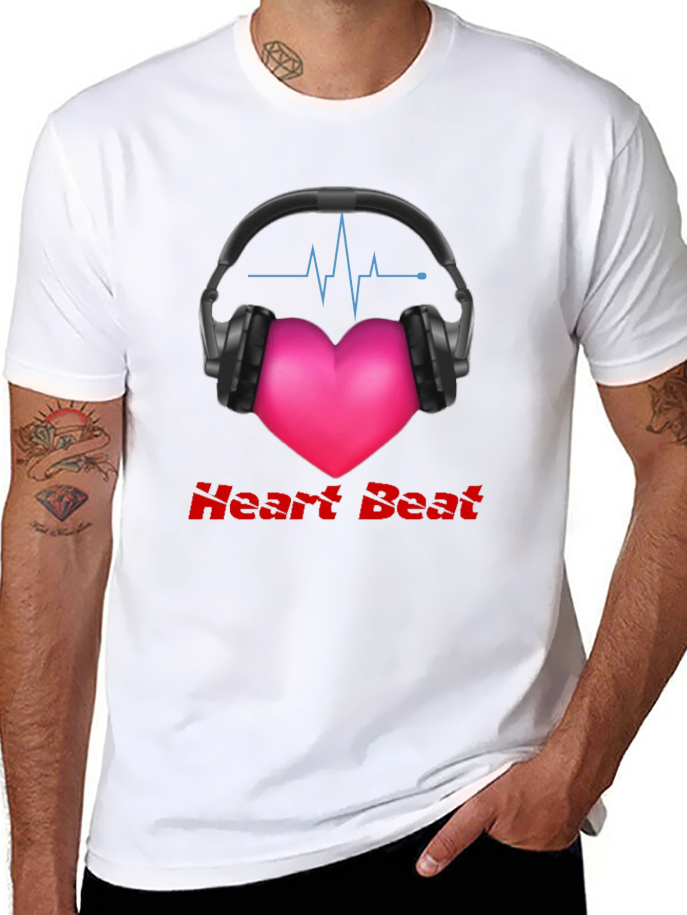 Heartbeat Headphones Graphic Tee - Music Lovers Shirt