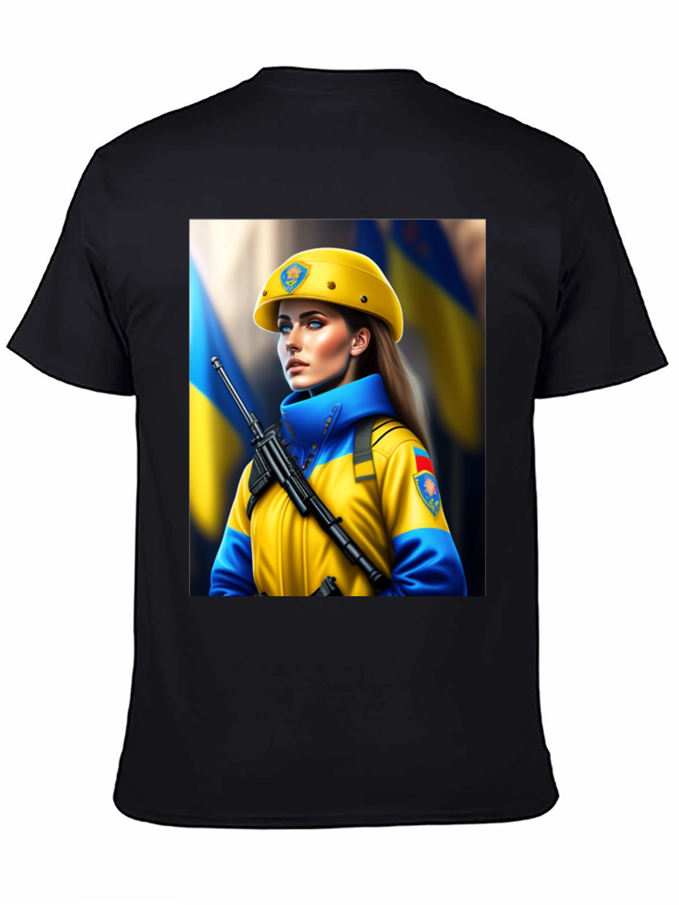 Ukrainian Woman Soldier Graphic T-Shirt