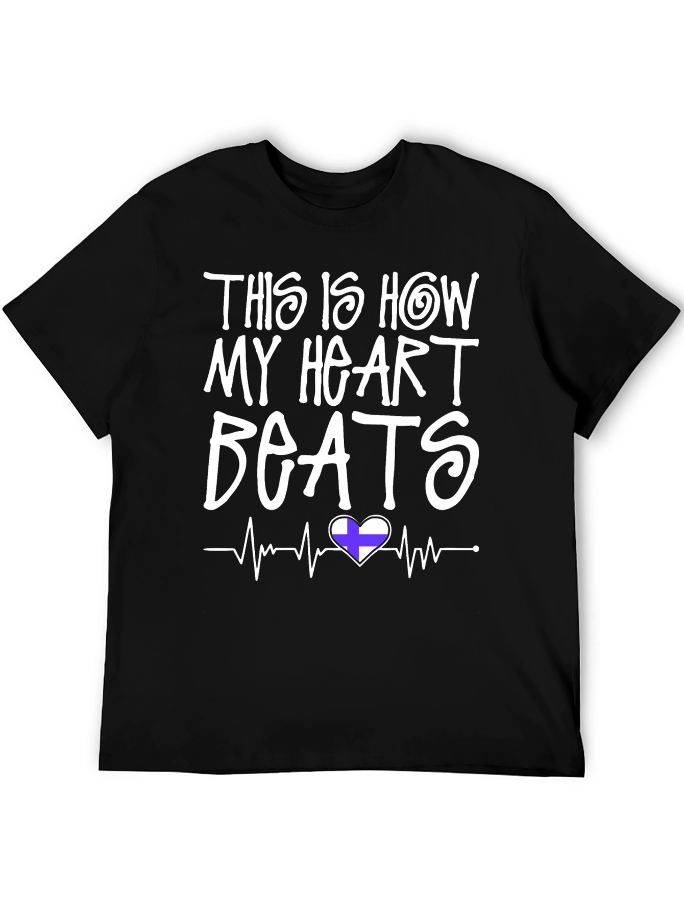 Heartbeat Finland Flag T-Shirt - Mens