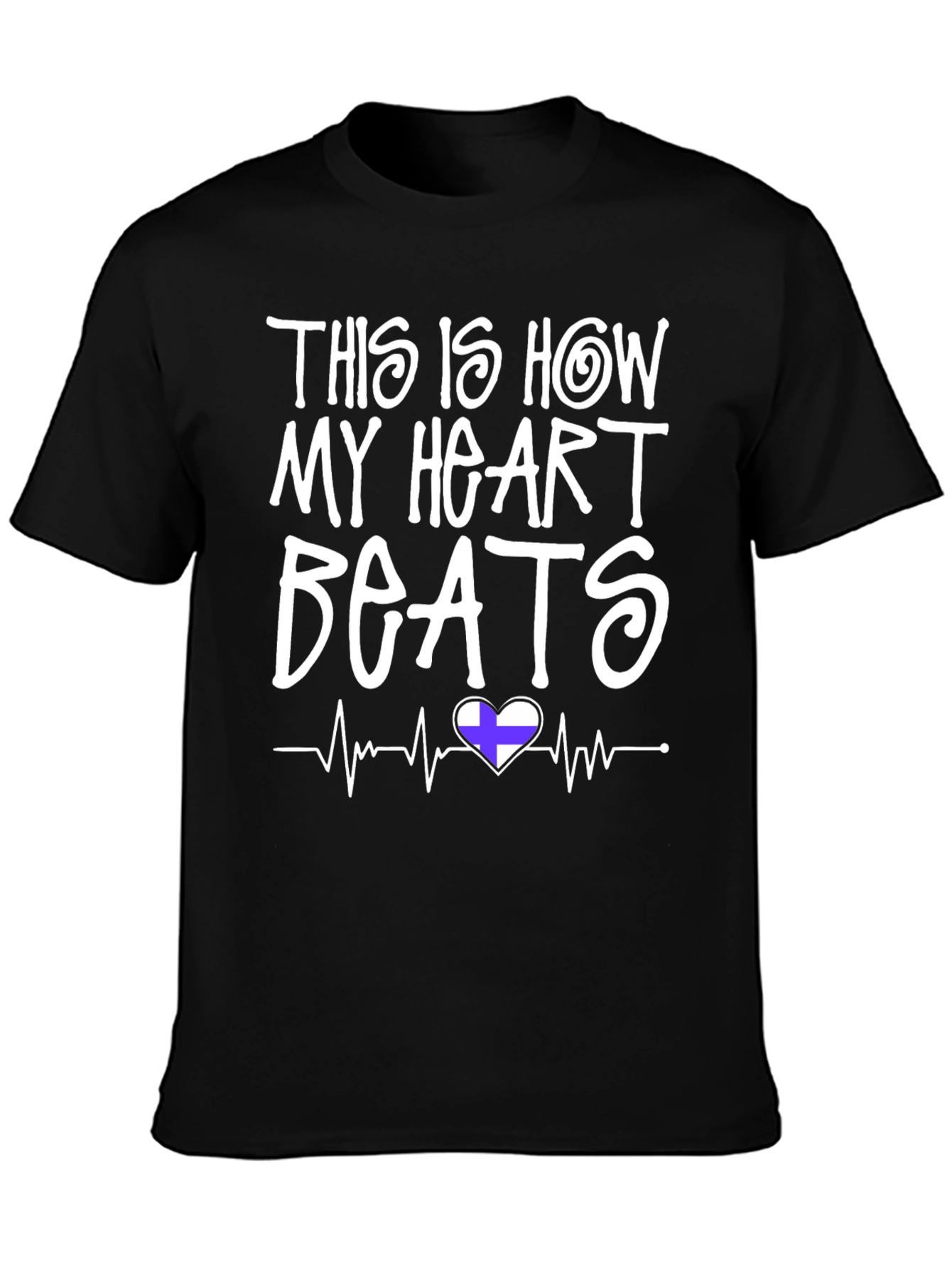 Heartbeat Finland Flag T-Shirt - Mens