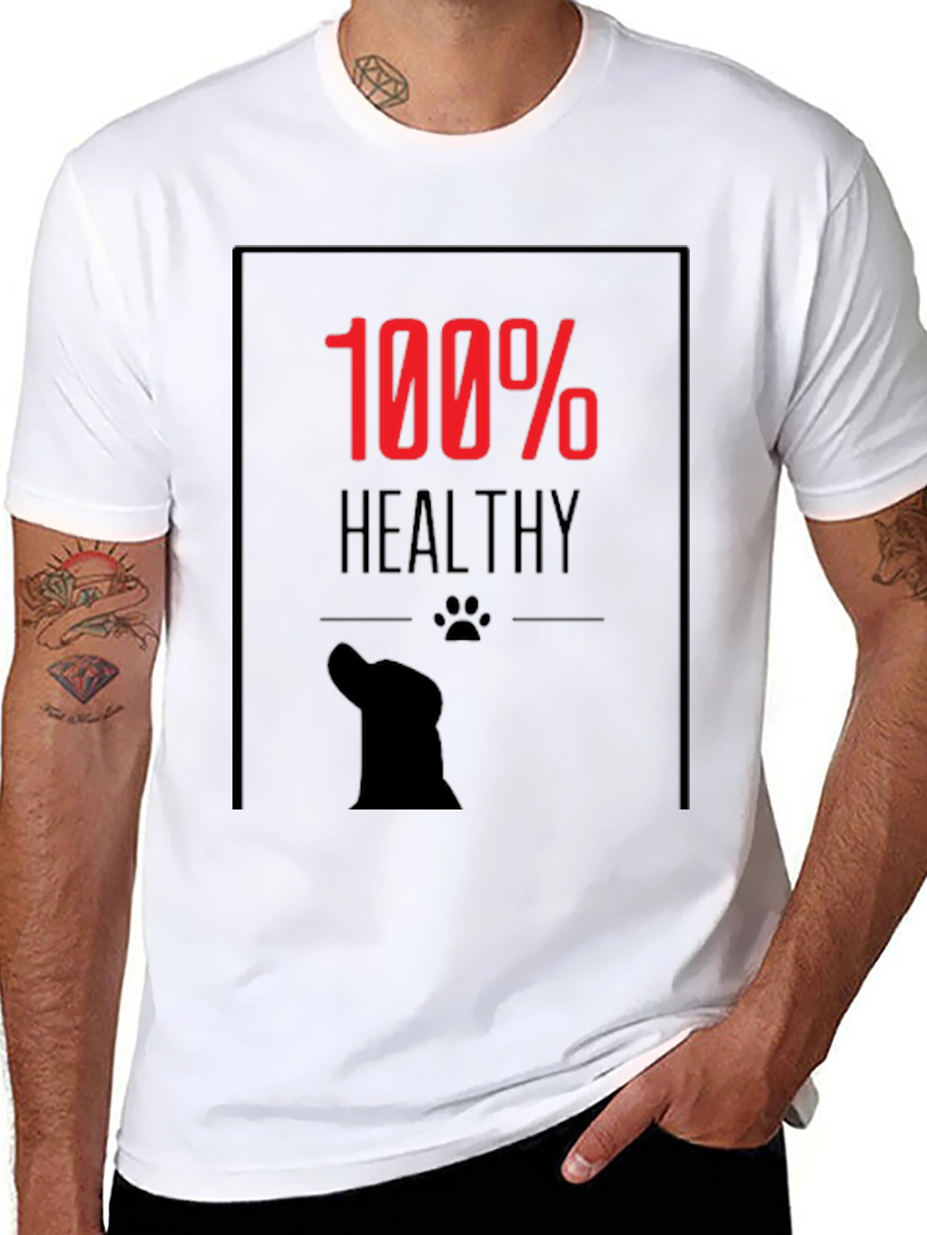 100% Healthy Dog Lover Black T-Shirt