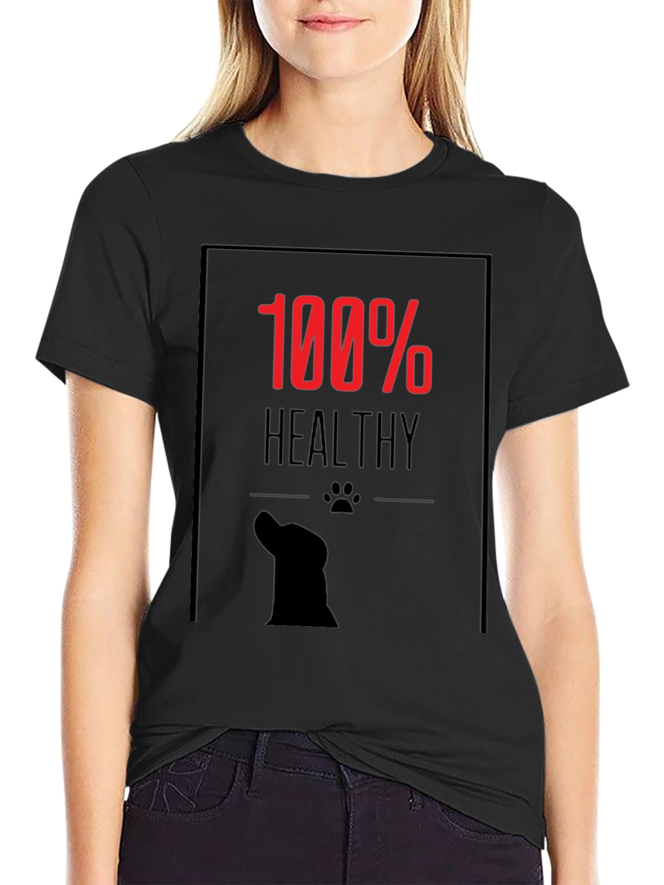100% Healthy Dog Lover Black T-Shirt
