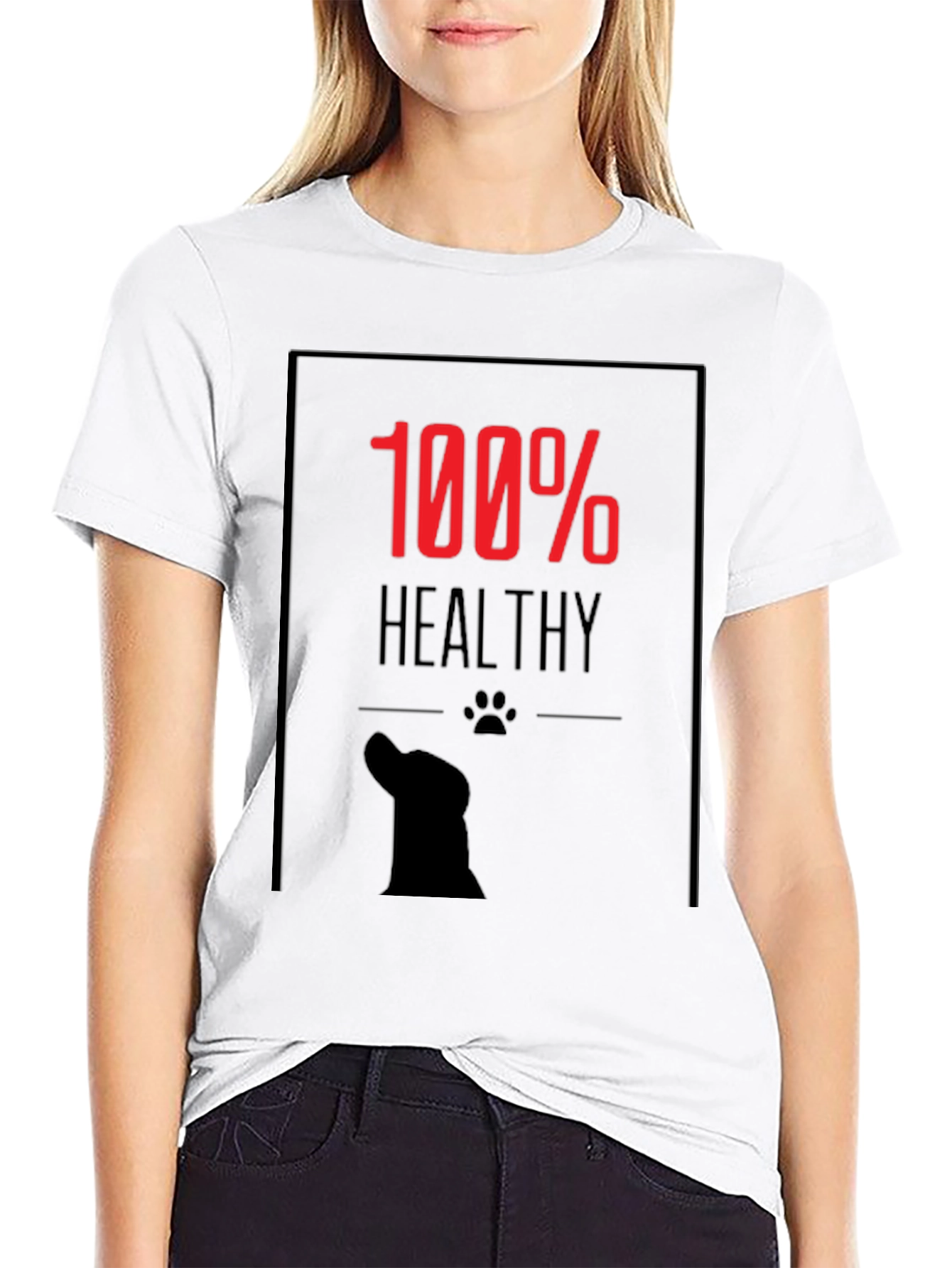 100% Healthy Dog Lover Black T-Shirt