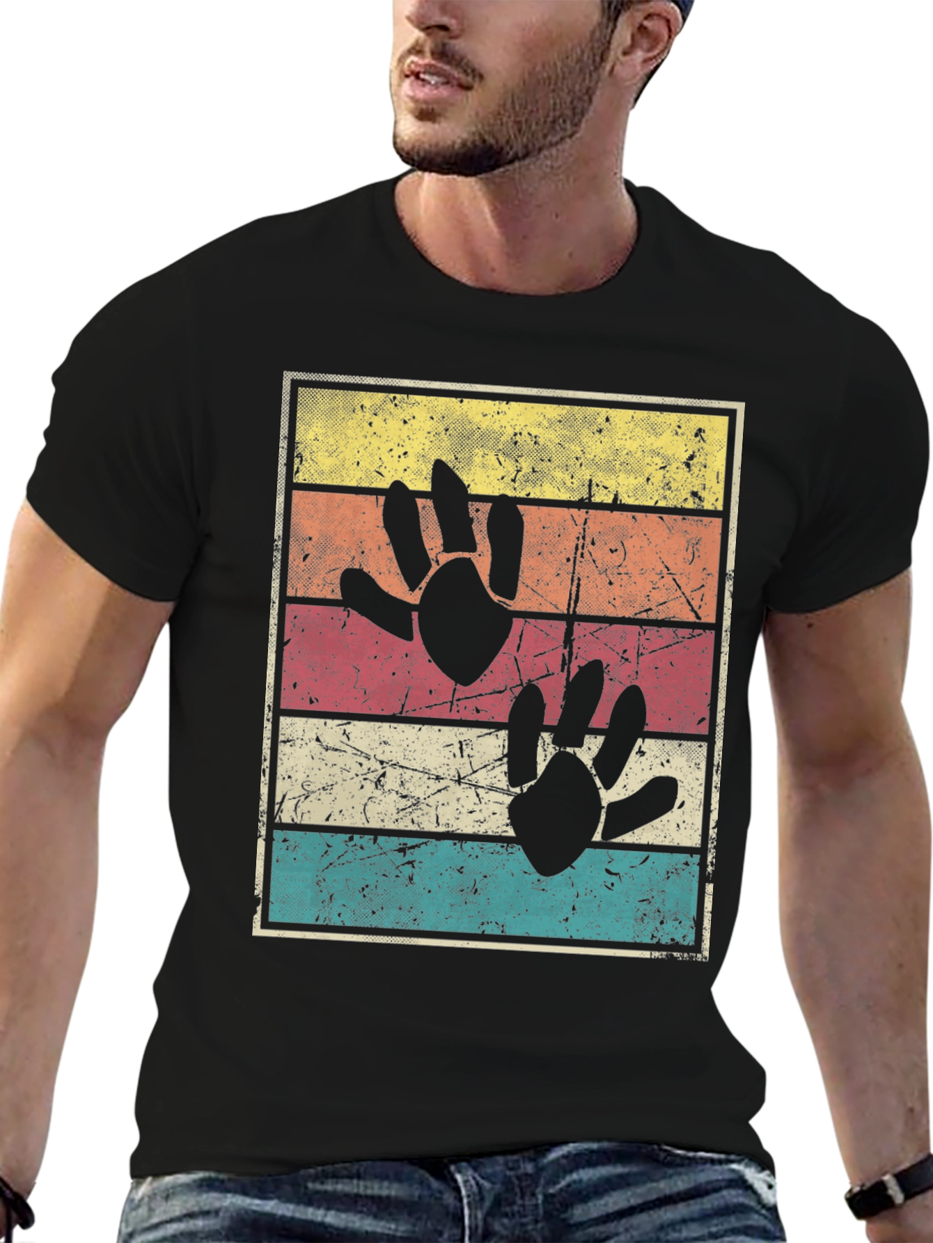 Retro Dinosaur Paw Print T-Shirt