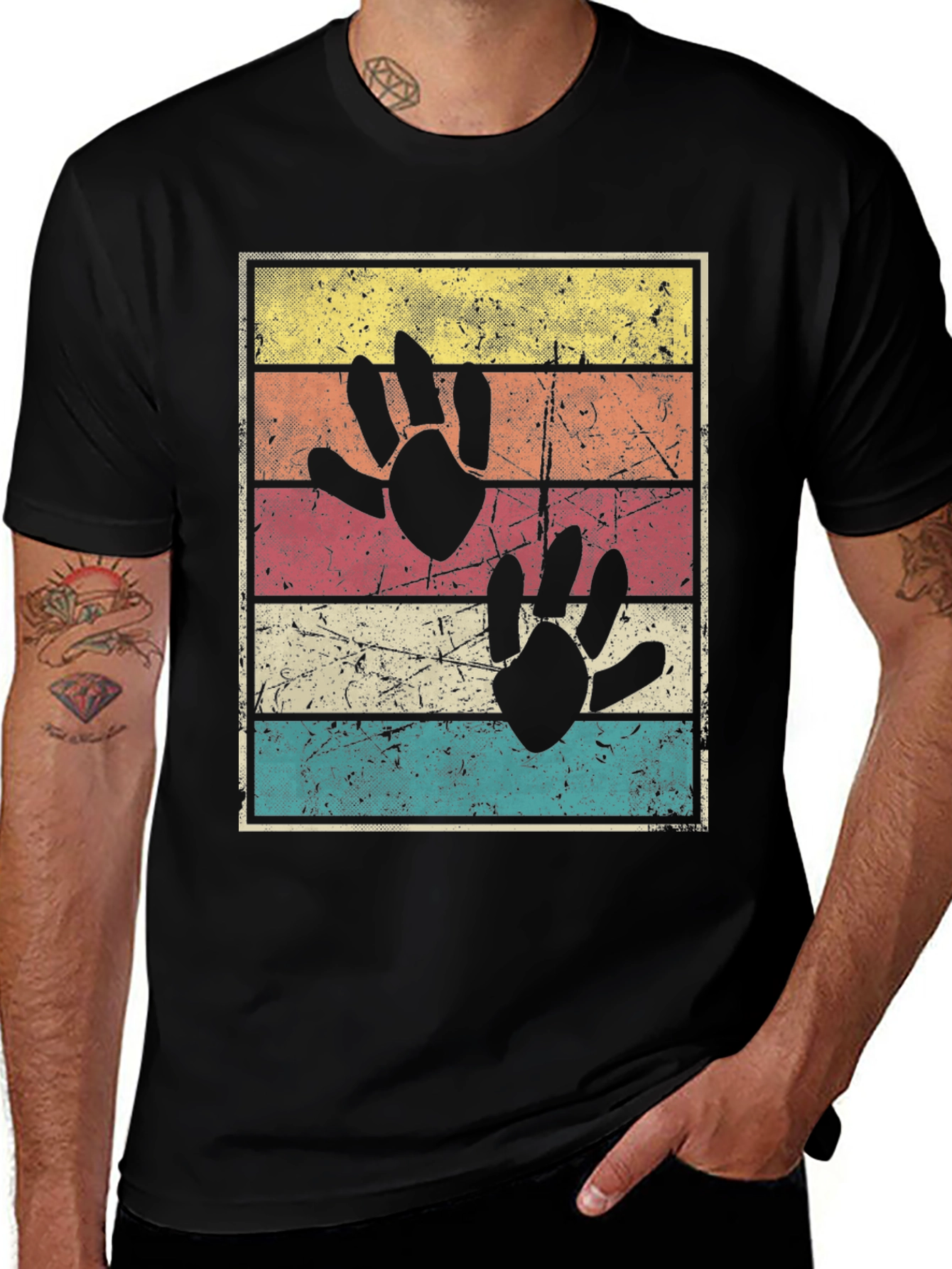Retro Dinosaur Paw Print T-Shirt