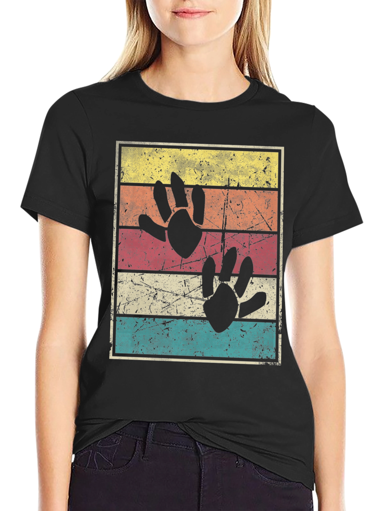 Retro Dinosaur Paw Print T-Shirt