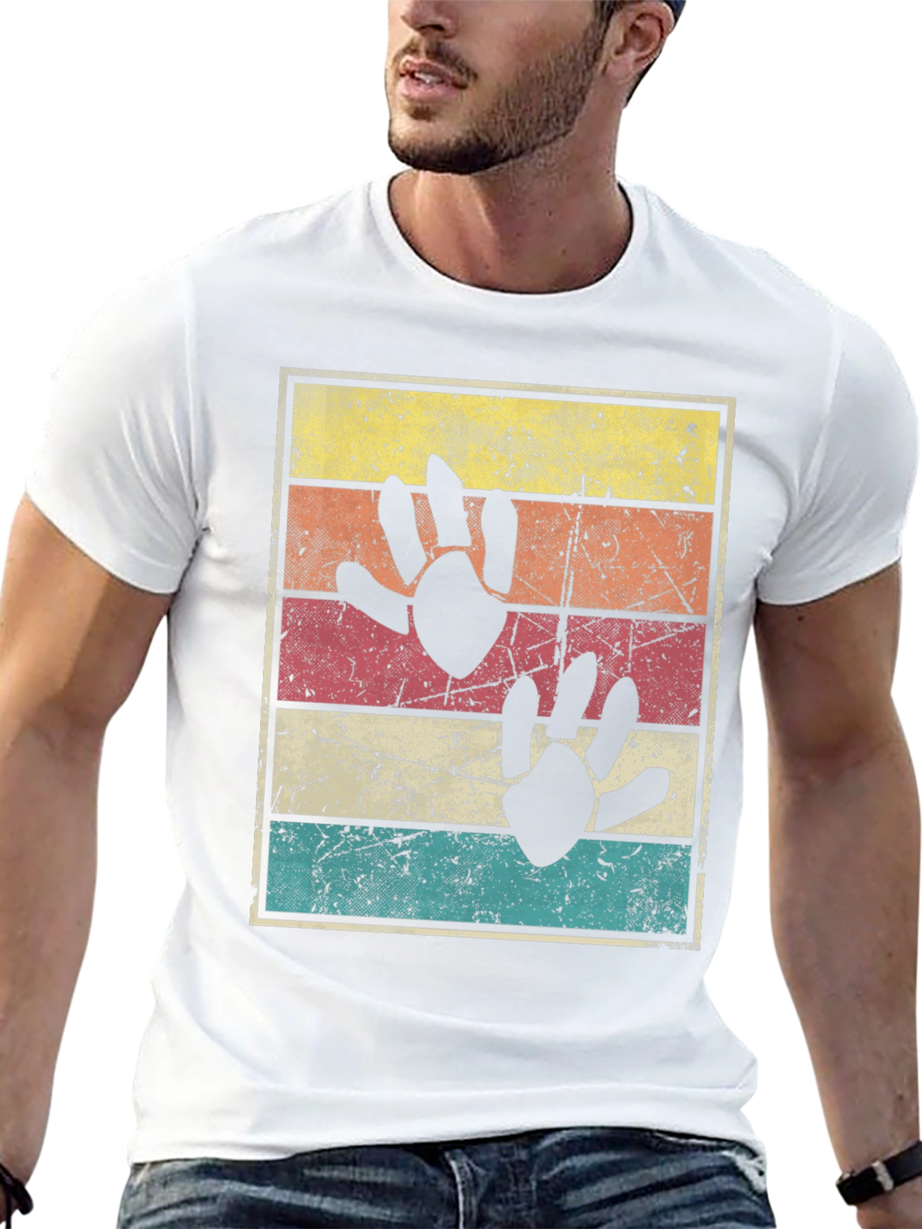 Retro Dinosaur Paw Print T-Shirt