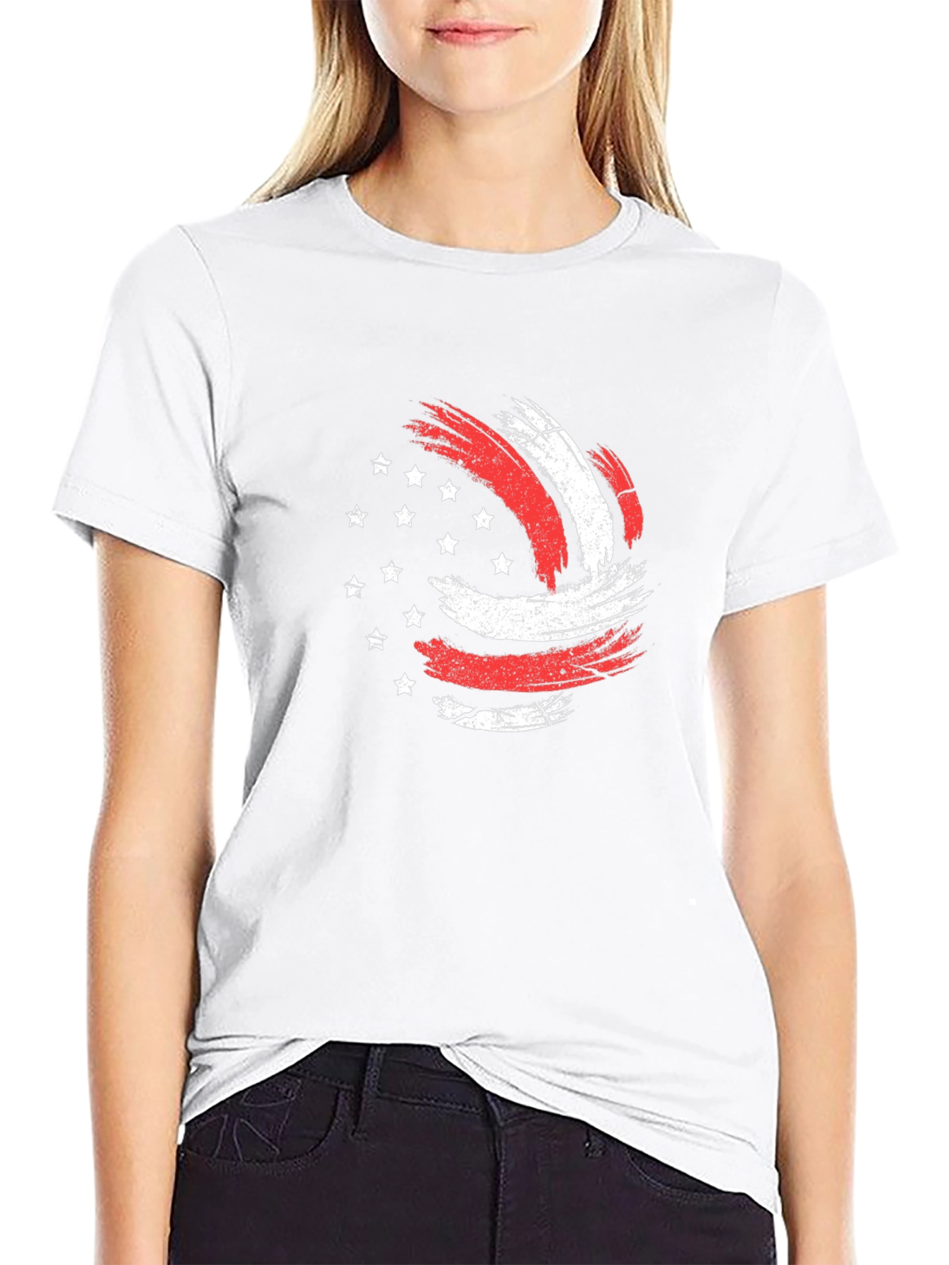 Patriotic Volleyball Graphic Tee - USA Pride