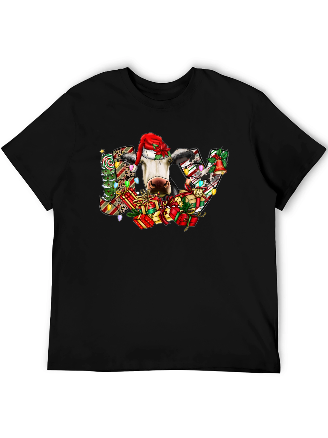 Festive Cow Christmas Graphic T-Shirt