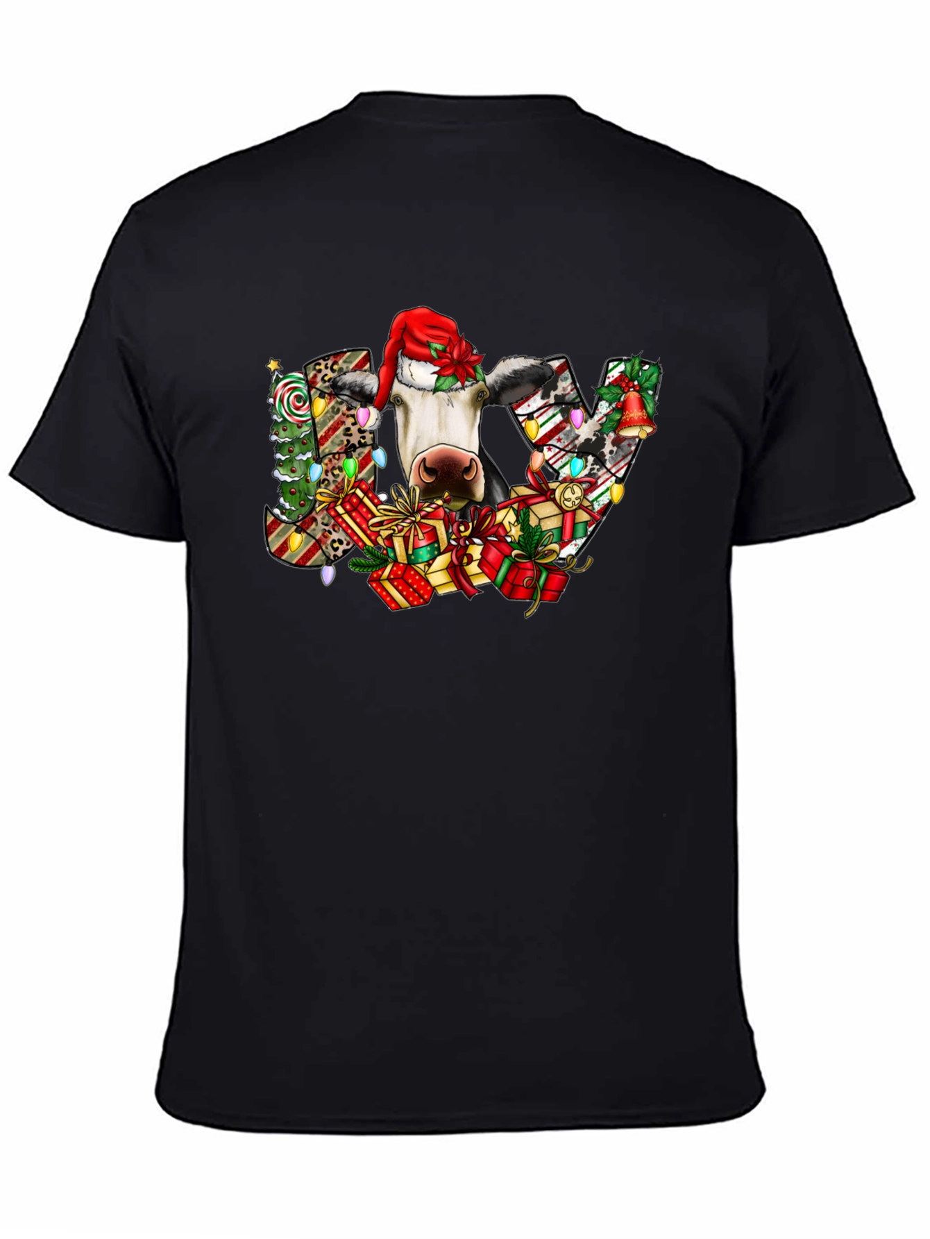 Festive Cow Christmas Graphic T-Shirt