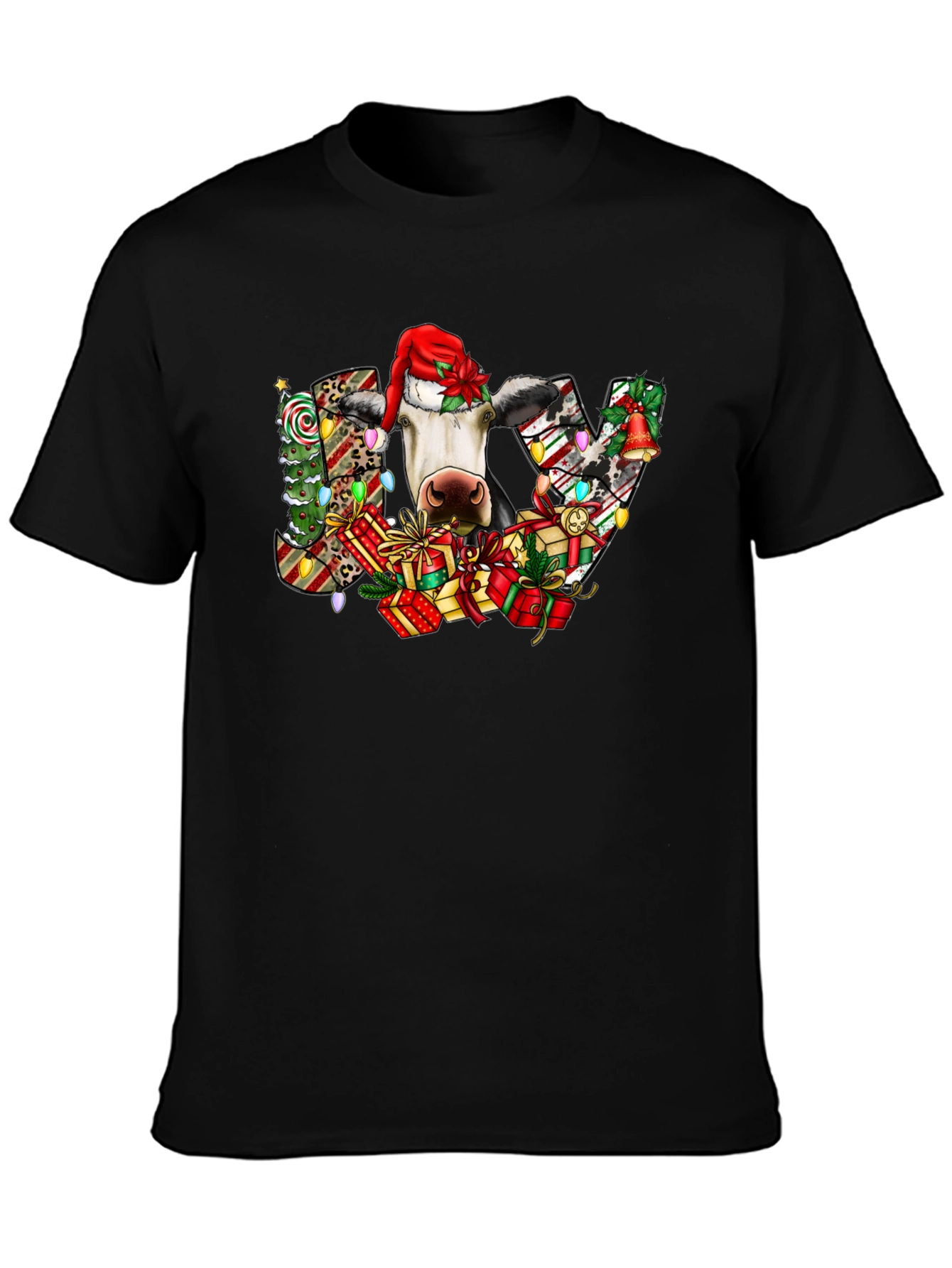 Festive Cow Christmas Graphic T-Shirt