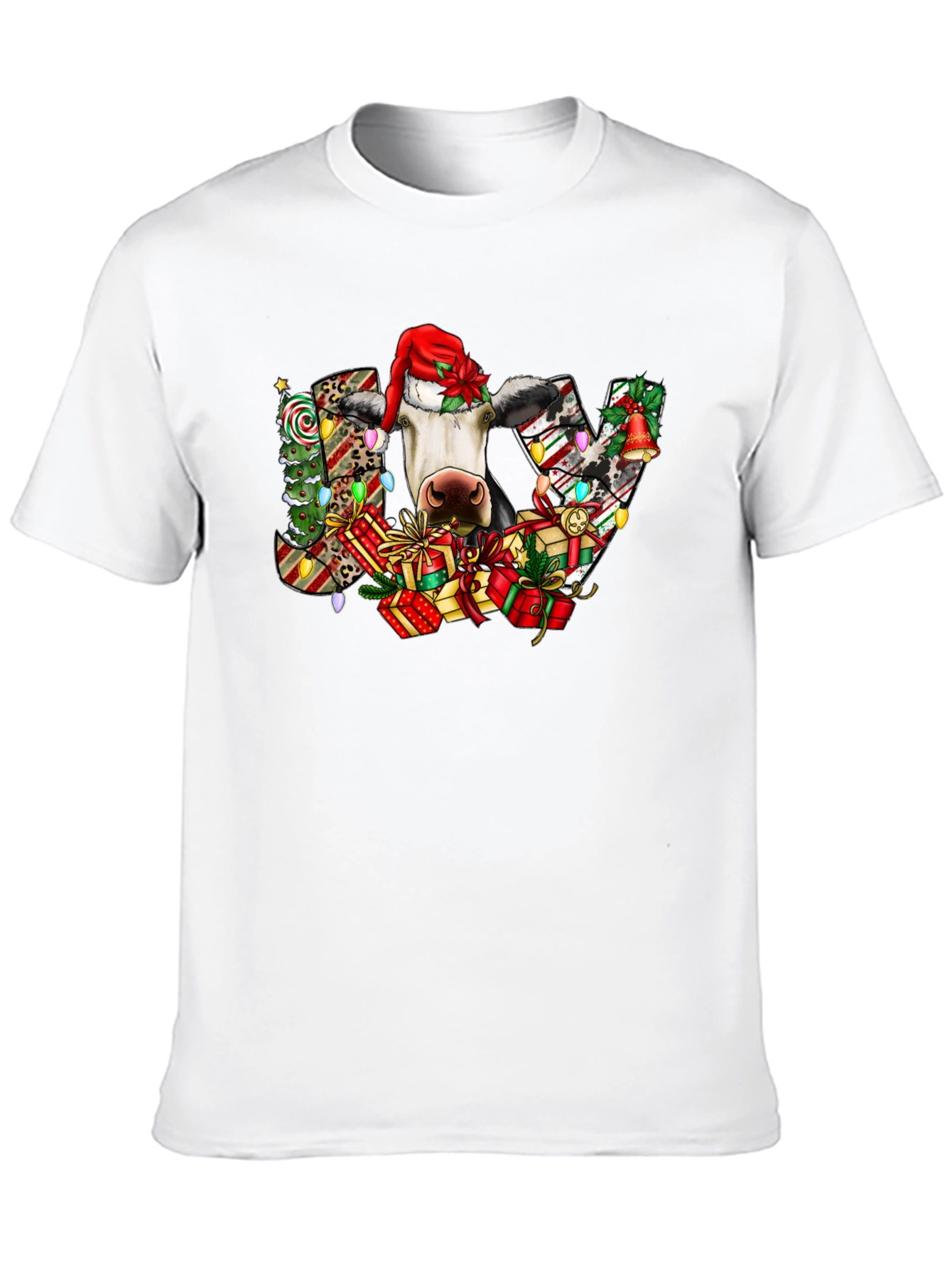 Festive Cow Christmas Graphic T-Shirt
