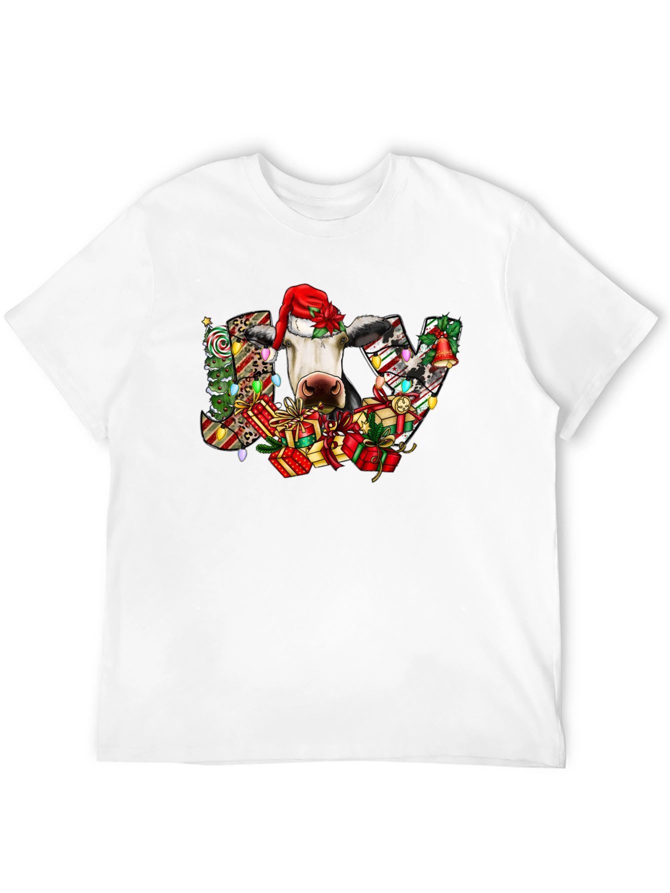 Festive Cow Christmas Graphic T-Shirt