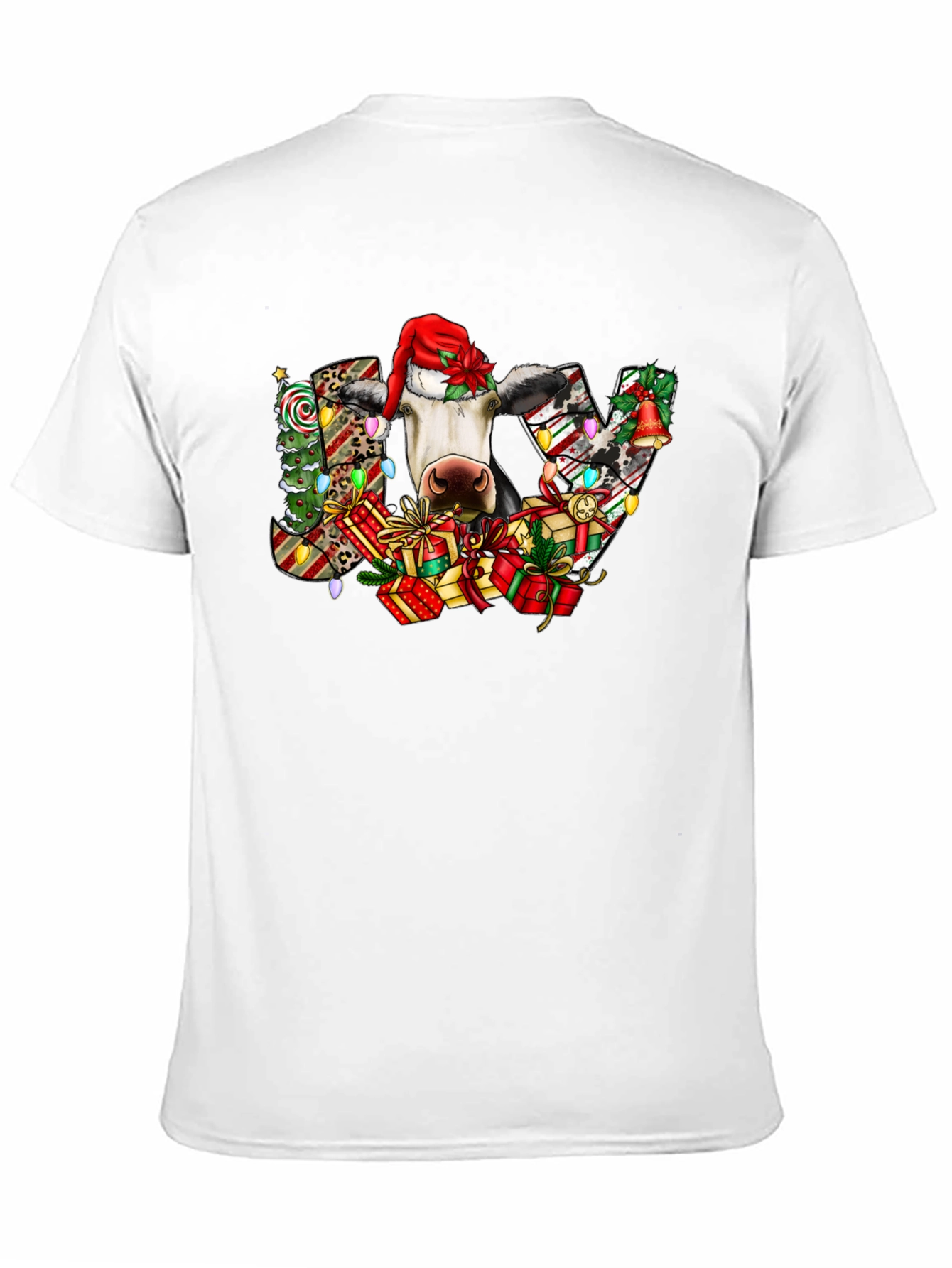 Festive Cow Christmas Graphic T-Shirt