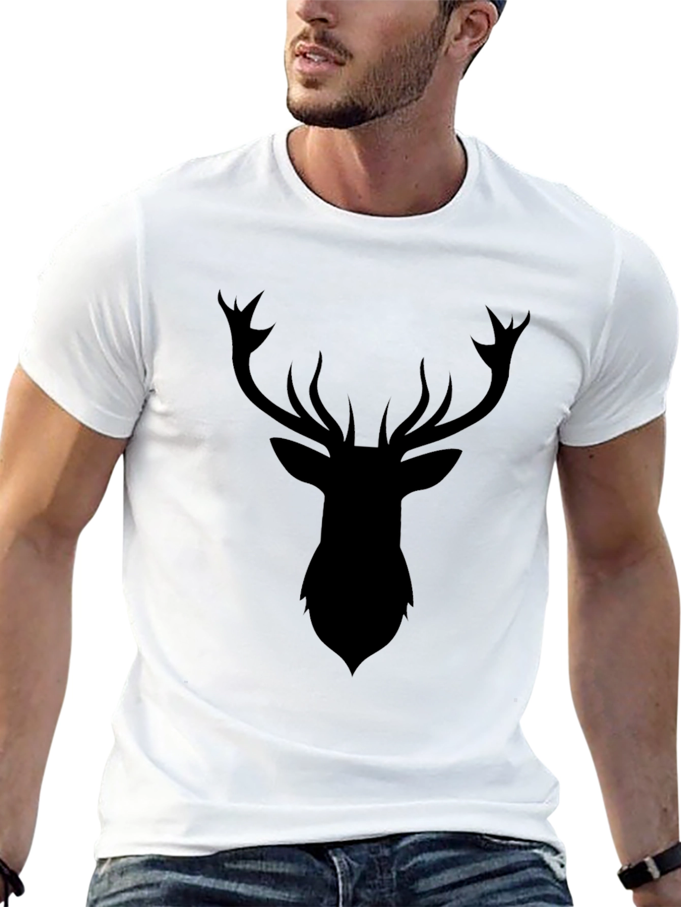 Mens Black Deer Silhouette Graphic Tee