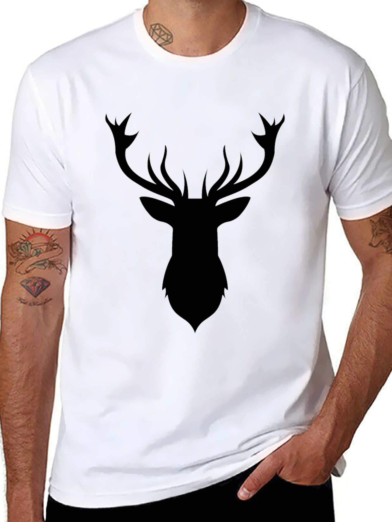 Mens Black Deer Silhouette Graphic Tee
