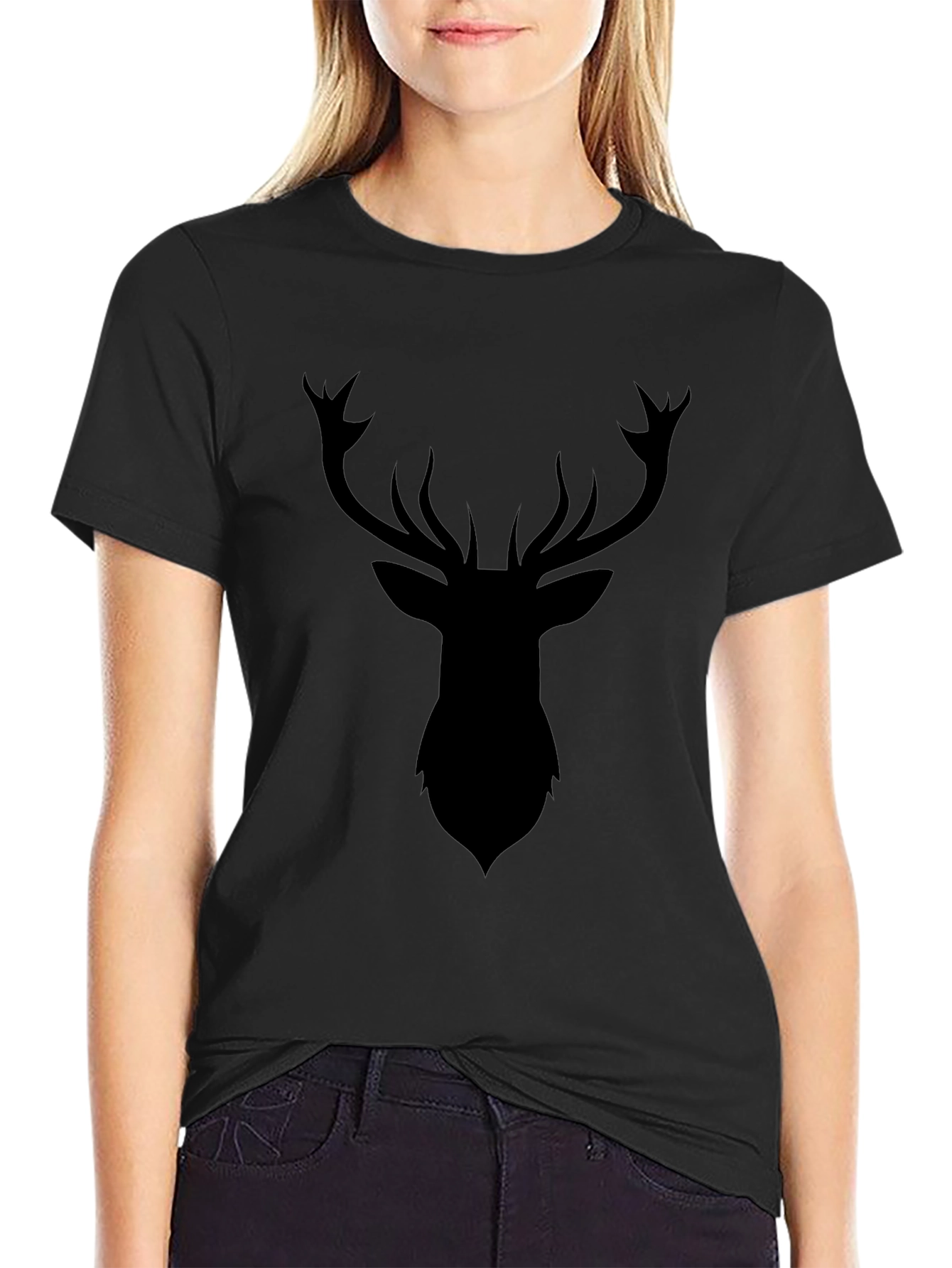 Mens Black Deer Silhouette Graphic Tee