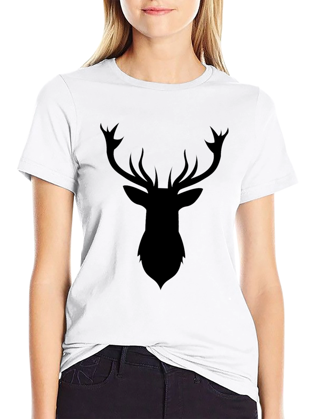 Mens Black Deer Silhouette Graphic Tee