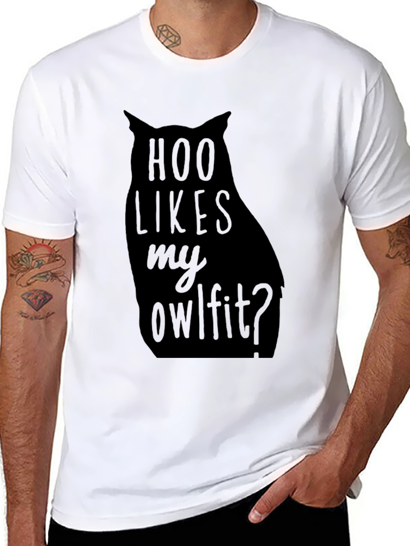 Hoo Likes My Owlfitt Black Graphic T-Shirt